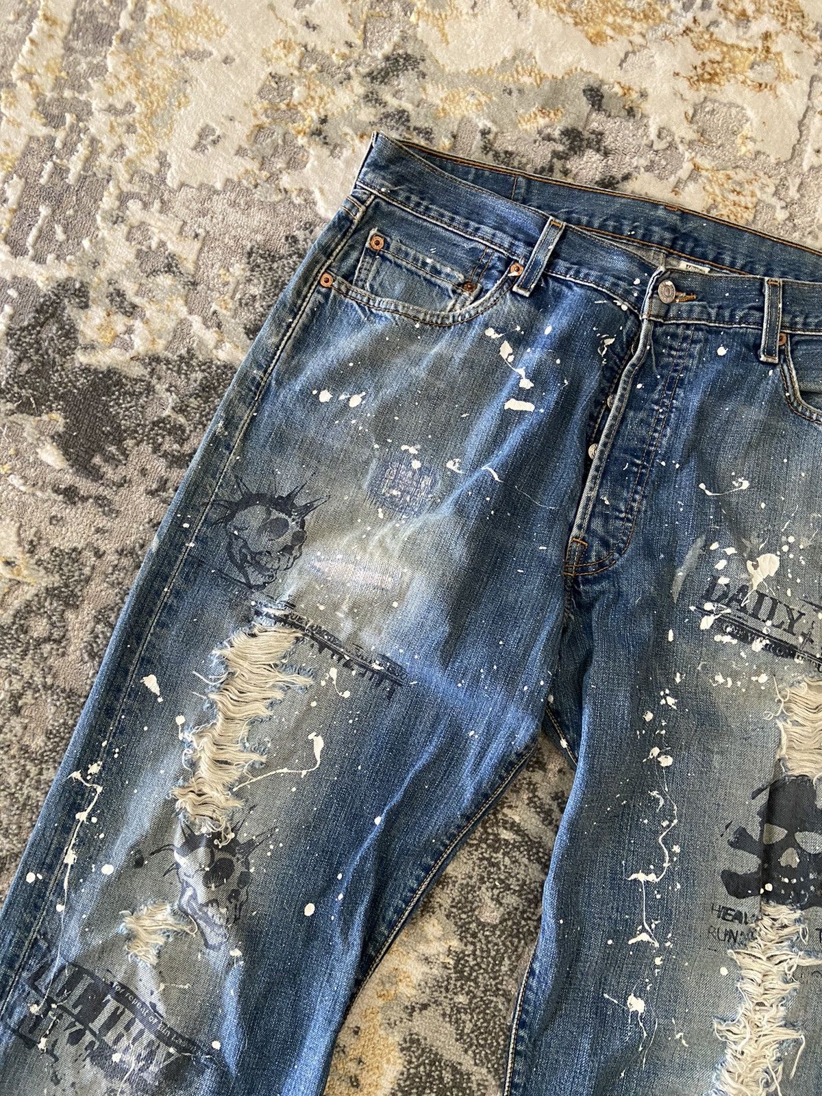 Levi's Vintage Levis Ripped Distressed Grunge Levis Stonewashed Size US 36 / EU 52 - 5 Thumbnail