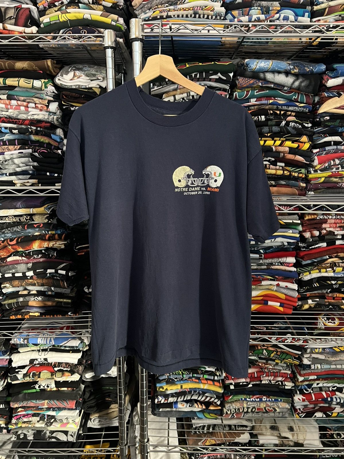 NFL 1990 NFL Notre Dame vs Miami Single Stitch Screen Stars Tee Size US XL / EU 56 / 4 - 2 Thumbnail