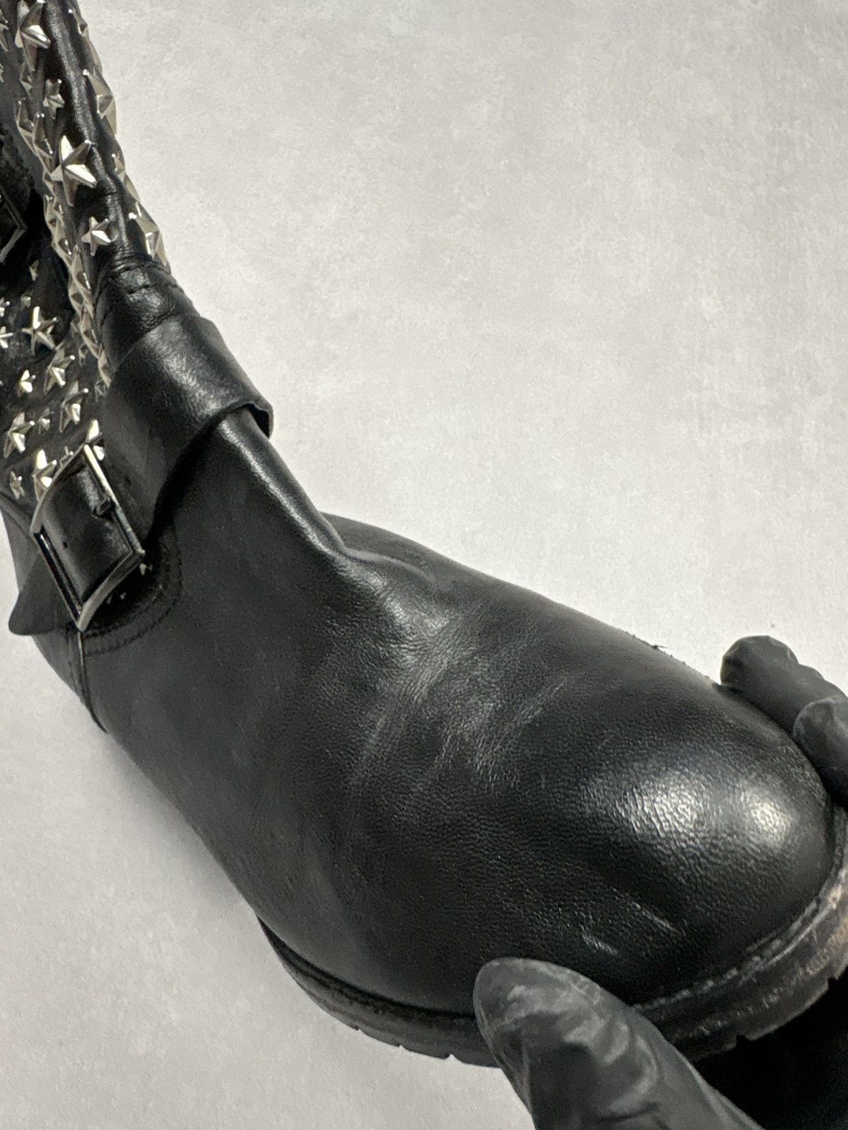 Jimmy Choo Jimmy Choo Star Stud Leather Ankle Boots Buckle Heels Black Size US 10 / IT 40 - 23 Thumbnail