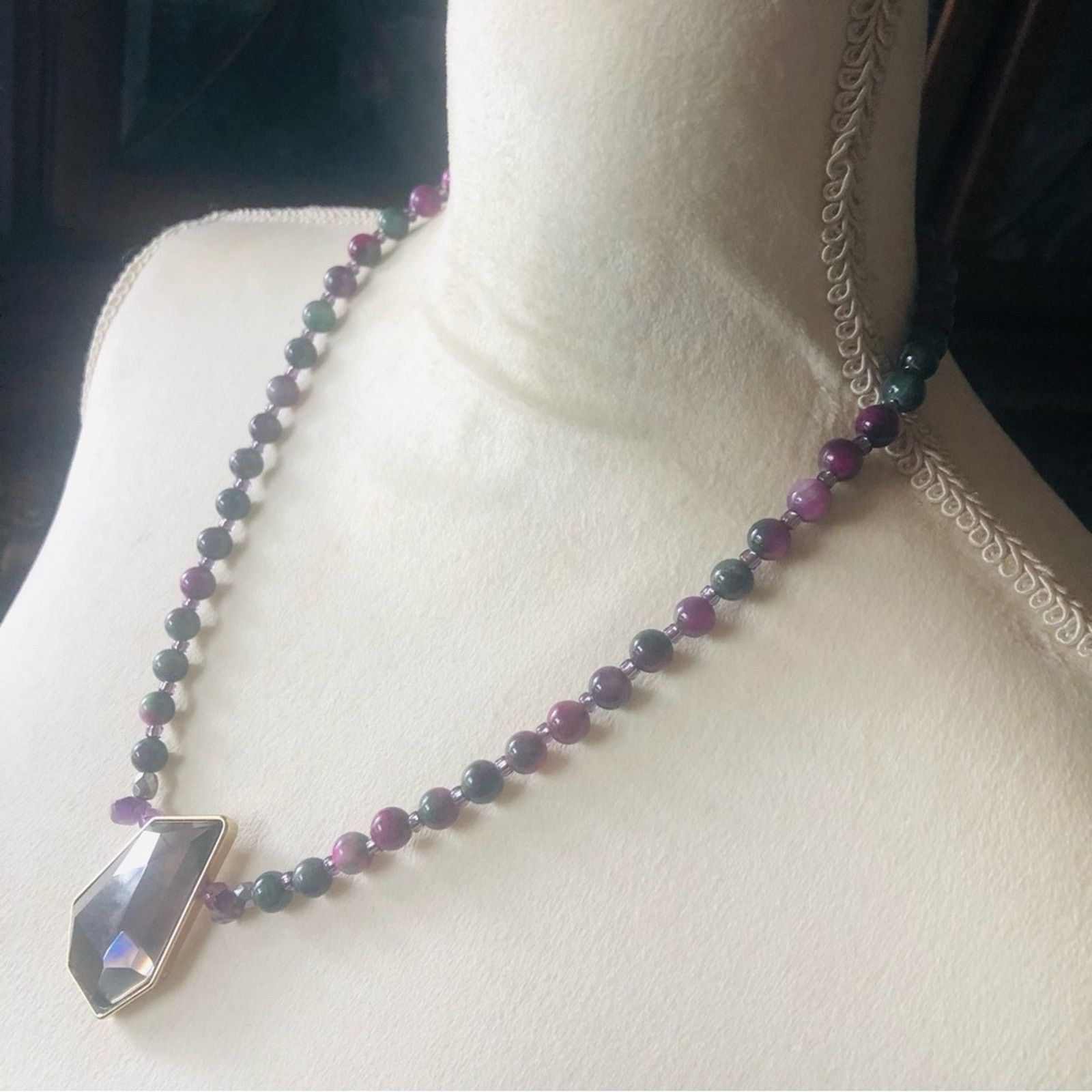 Handmade Handcrafted genuine ruby in zoisite topaz pendant necklace Size ONE SIZE - 3 Thumbnail