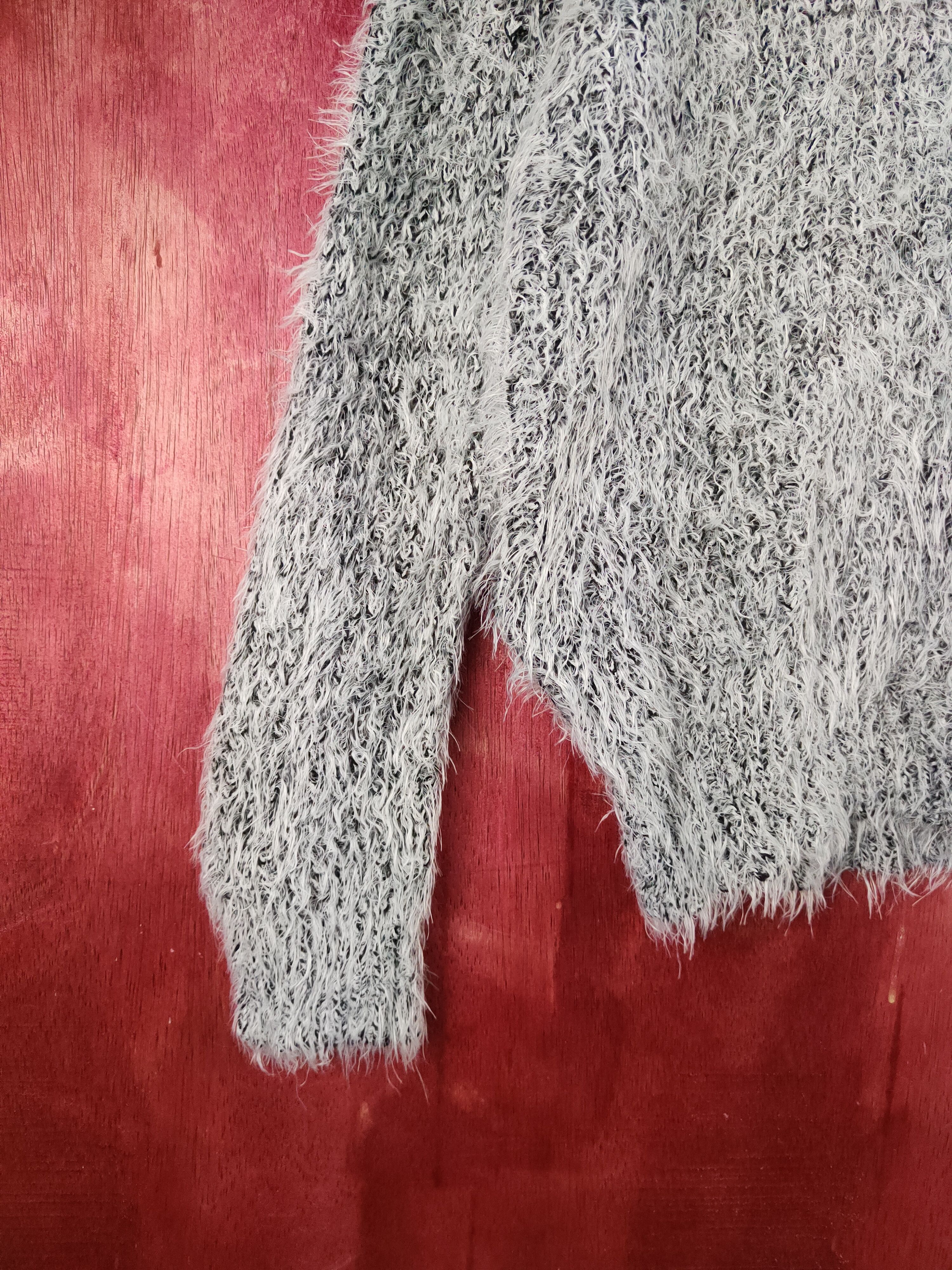 Homespun Knitwear Blue Strive White Shag Shaggy Fur Mohair Knitwear #S1985 Size L / US 10 / IT 46 - 4 Thumbnail