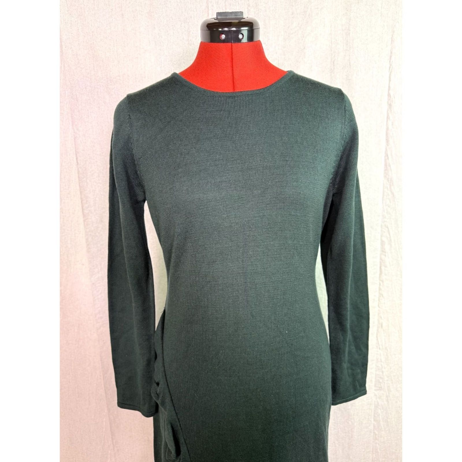 Calvin Klein Calvin Klein Green Sheath Dress Size S Long Sleeve Crew Neck Pullover D857 Size S / US 4 / IT 40 - 2 Thumbnail