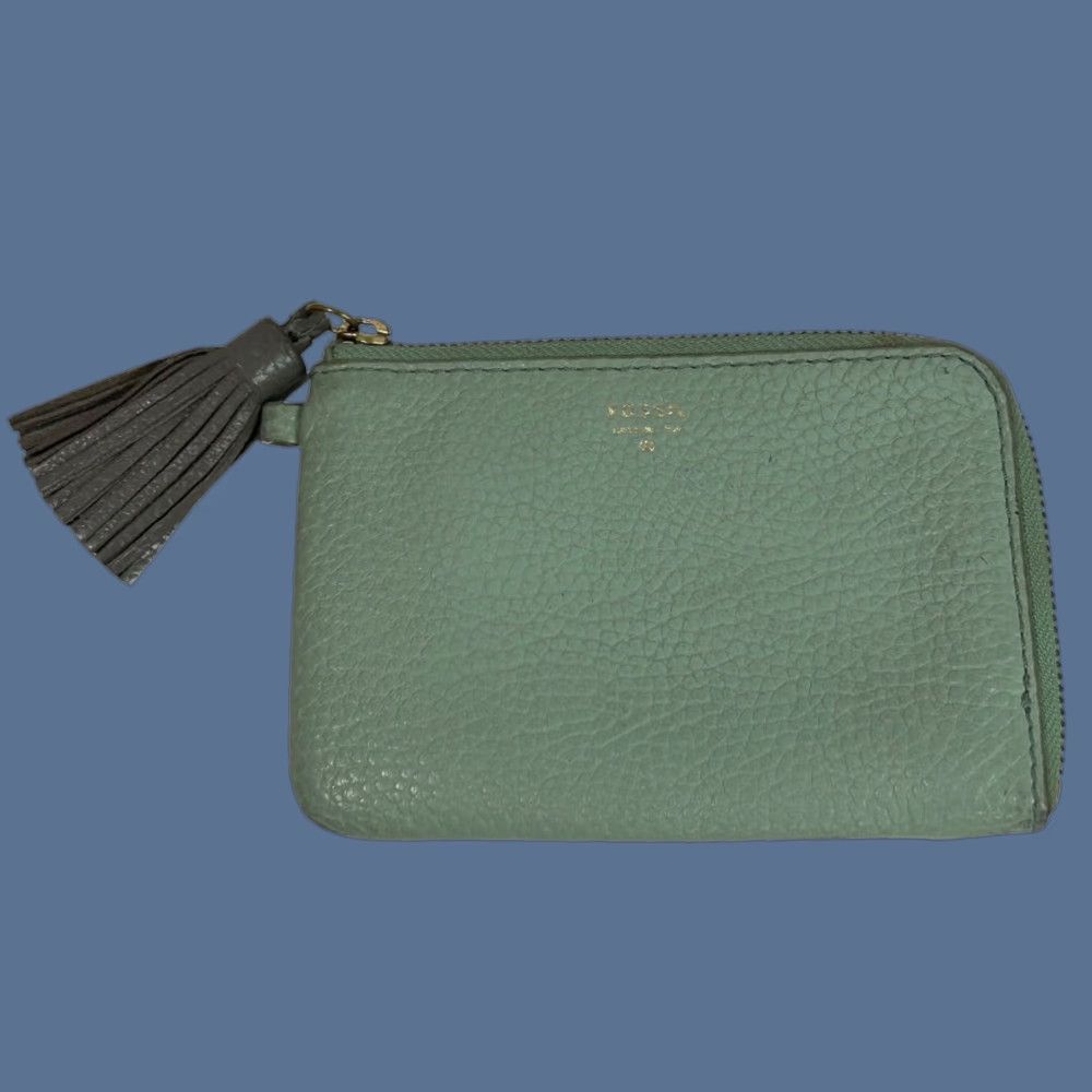 Fossil Fossil Tara Wristlet Green Pebbled Leather Gray Tassel 6 x 4 Inch Wallet Women Size ONE SIZE - 1 Thumbnail