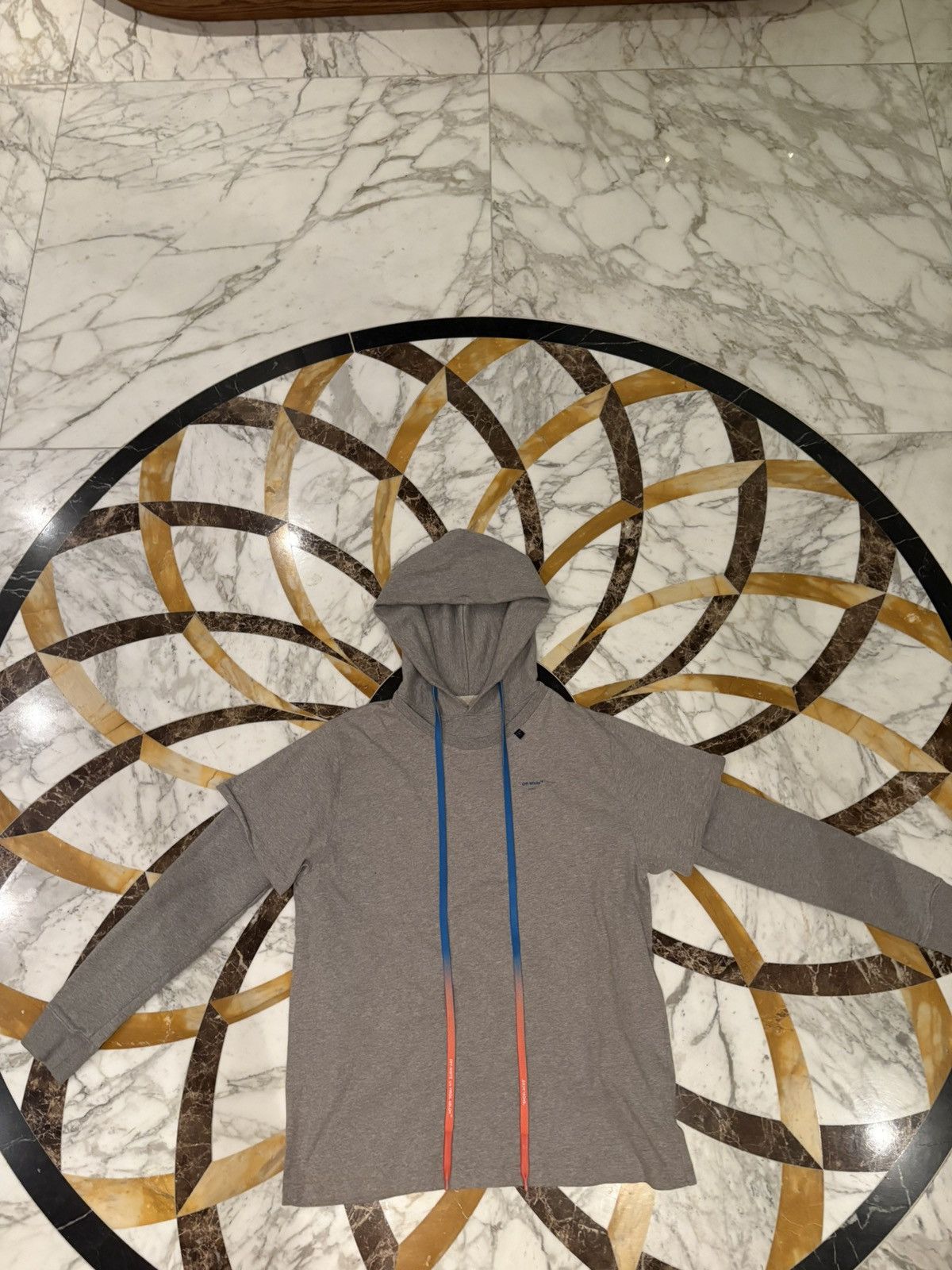 Off-White Off-White Oversized Double Sleeve Hooded Sweatshirt 'Grey' Size US S / EU 44-46 / 1 - 9 Thumbnail