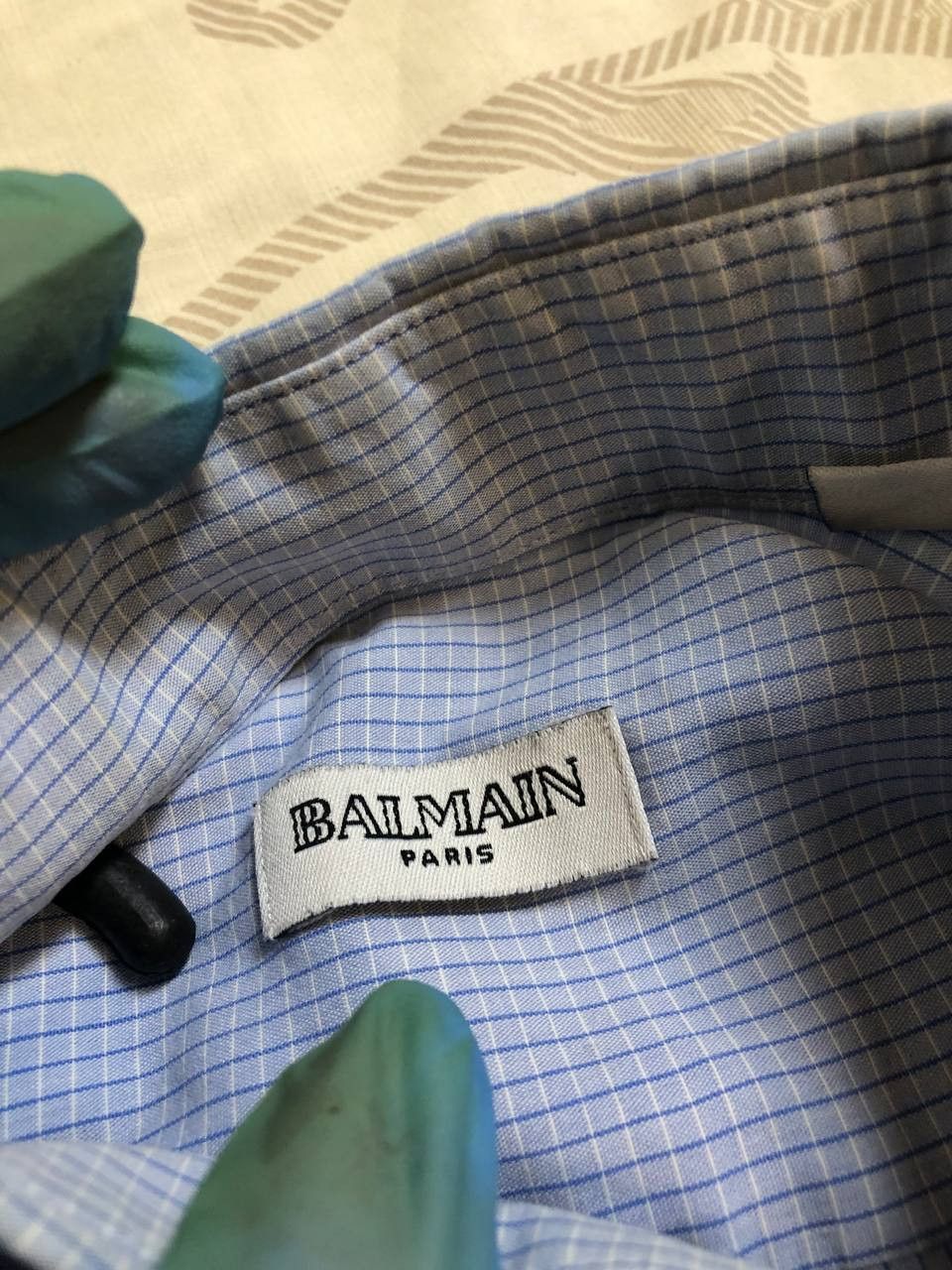 Balmain Balmain Paris Blue Check Dress Shirt Size US XL / EU 56 / 4 - 2 Thumbnail