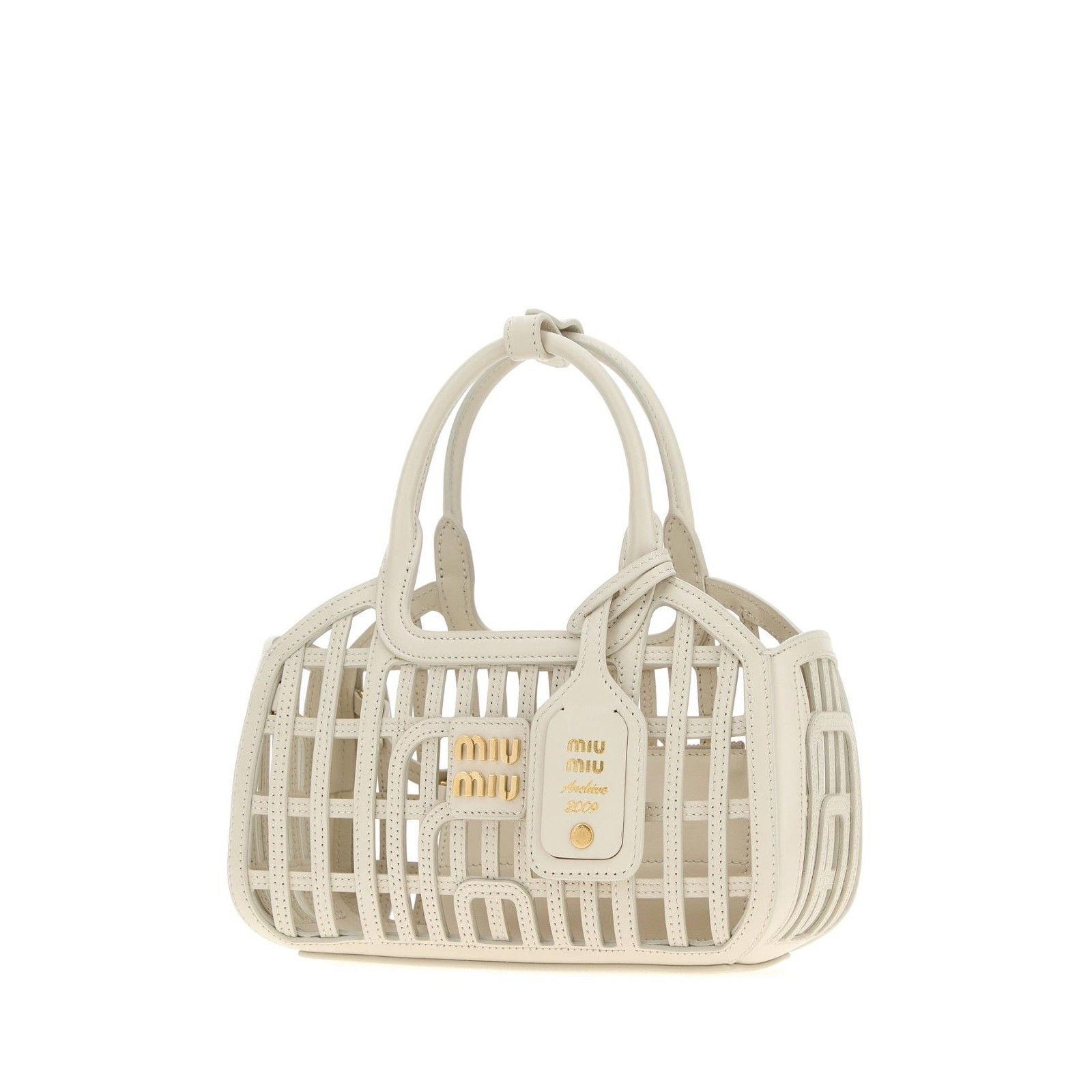 Miu Miu MIU MIU $3700 Leather Basket Chalk White Top Handle Bag New Size ONE SIZE - 2 Thumbnail