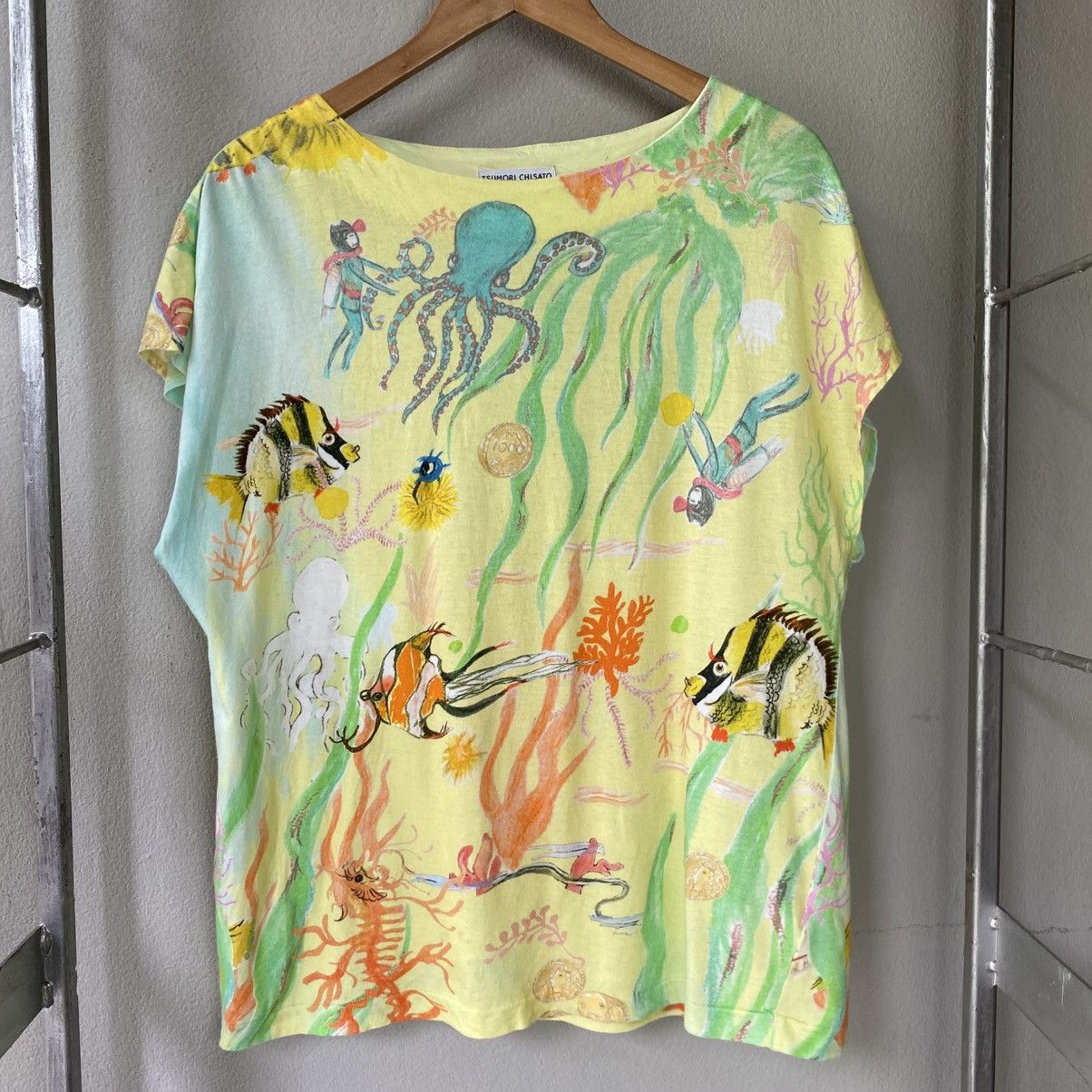 Tsumori Chisato TSUMORI CHISATO Yellow Ocean Print Short Sleeve Blouse Size XS / US 0-2 / IT 36-38 - 3 Thumbnail