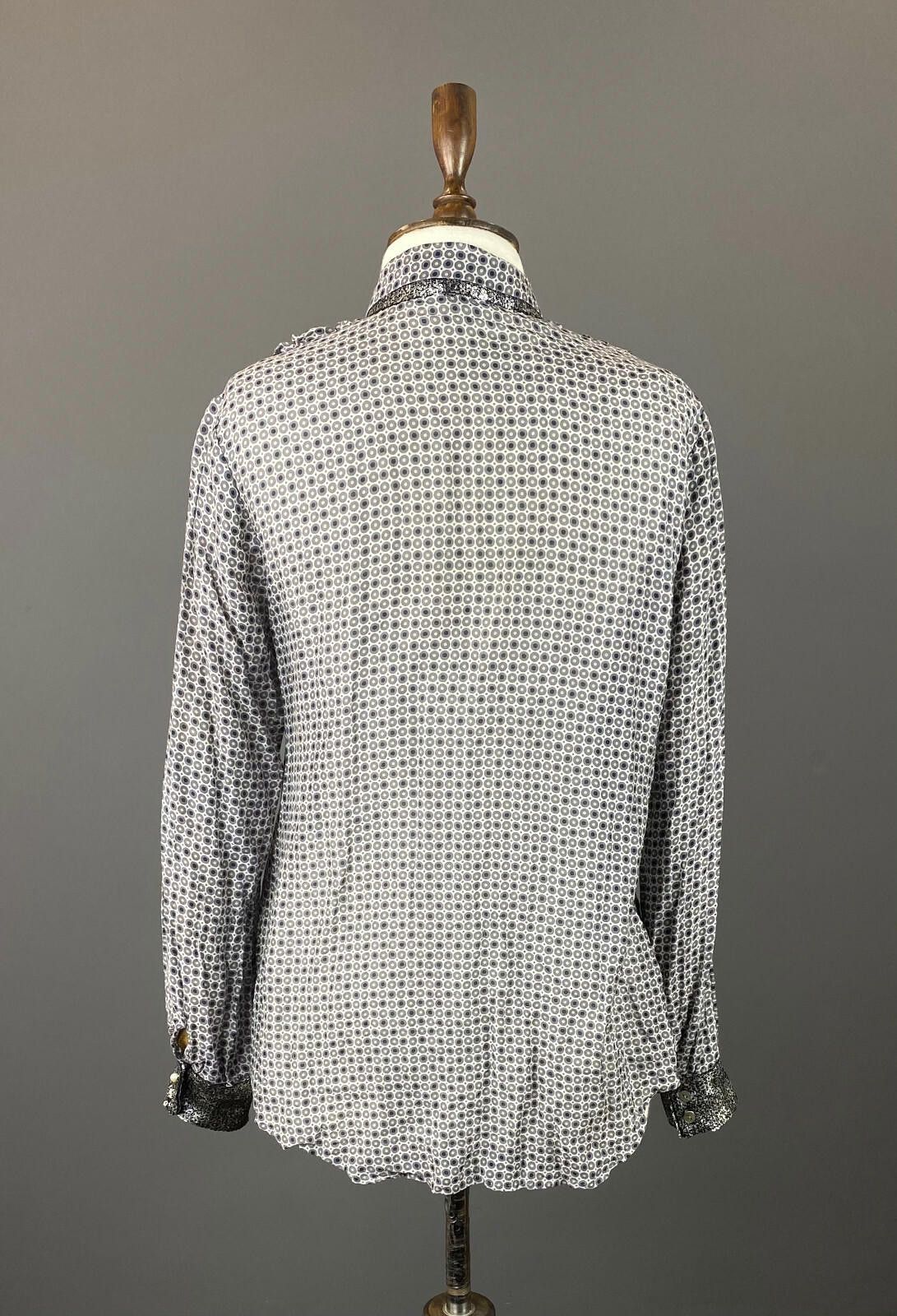 Designer Max Volmary Diamonds and Pearls Gray Blouse Shirt Size 40 Size M / US 6-8 / IT 42-44 - 6 Thumbnail