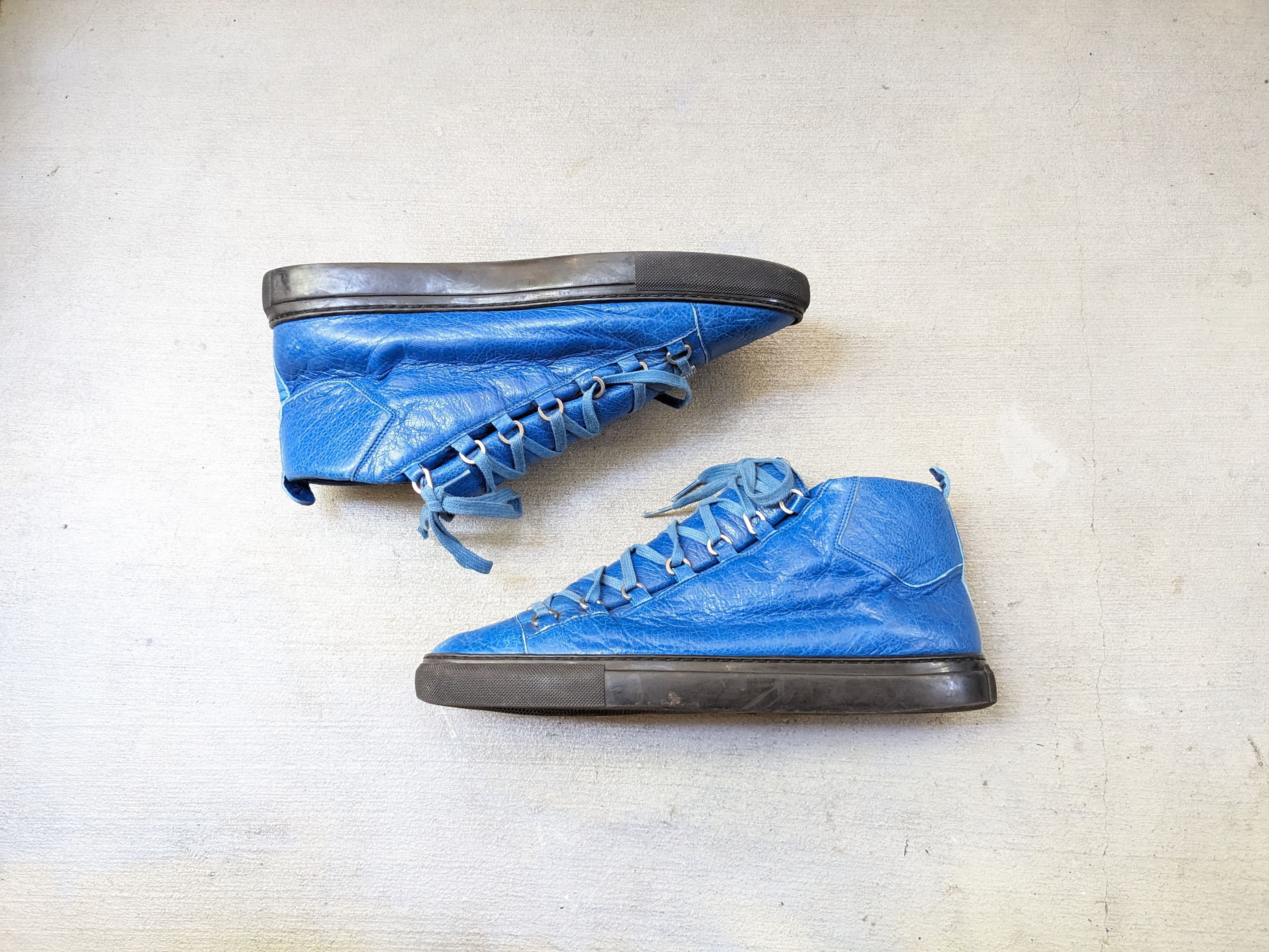 Balenciaga Balenciaga Arena Blue Black Leather 13 High Tops Lace Up Size US 13 / EU 46 - 1 Thumbnail