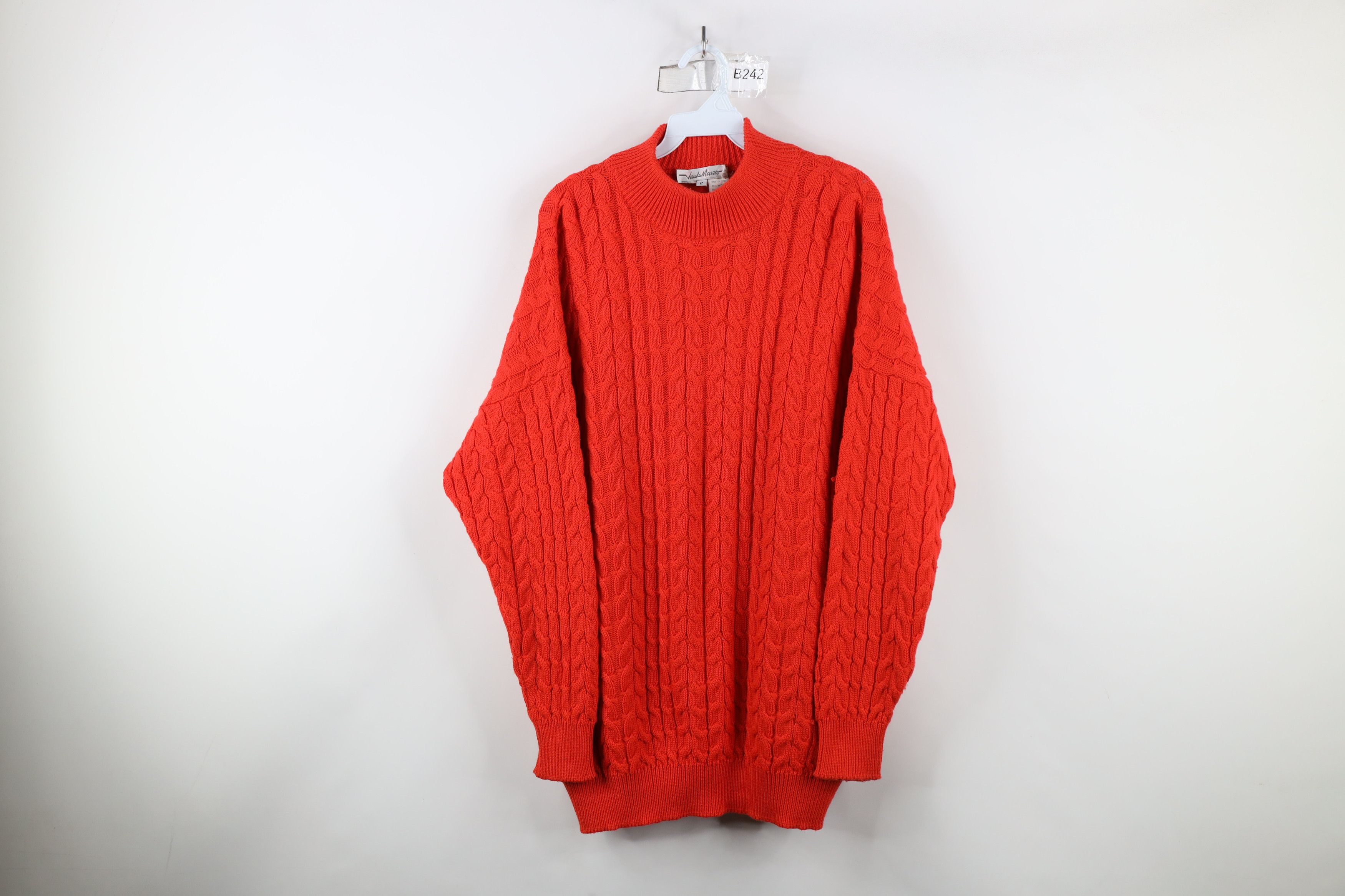 Vintage 90s Streetwear Chunky Cable Knit Mock Neck Sweater