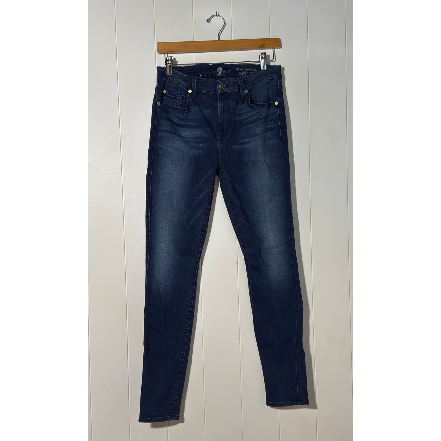 Seven 7 Seven7 · Size 30 · Blue Denim Mid-Rise Skinny Jeans Size 30" / US 8 / IT 44 - 2 Thumbnail
