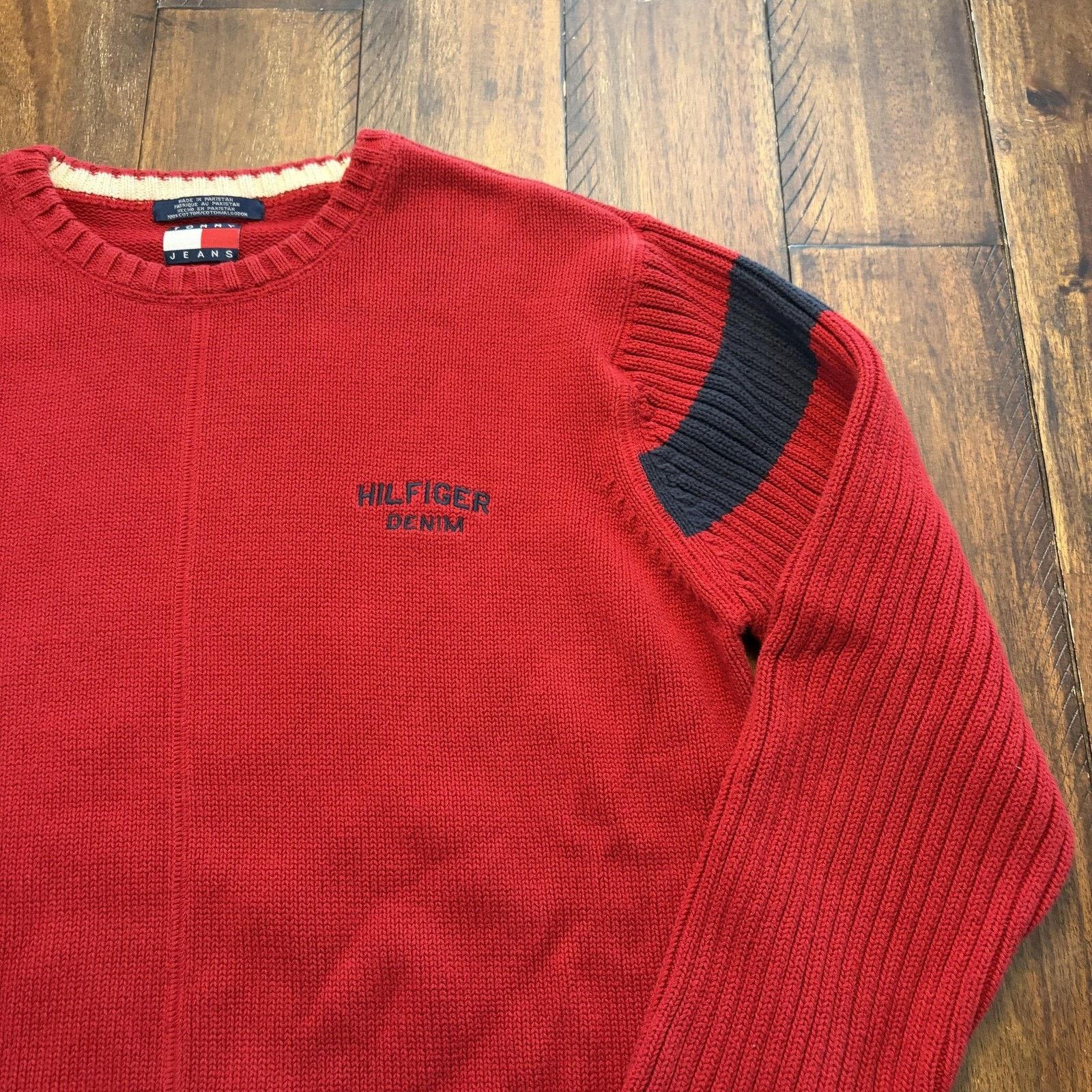 Tommy Jeans Vtg Tommy Jeans Sweater Mens Large Red Hilfiger Pullover Y2K Size US L / EU 52-54 / 3 - 3 Thumbnail