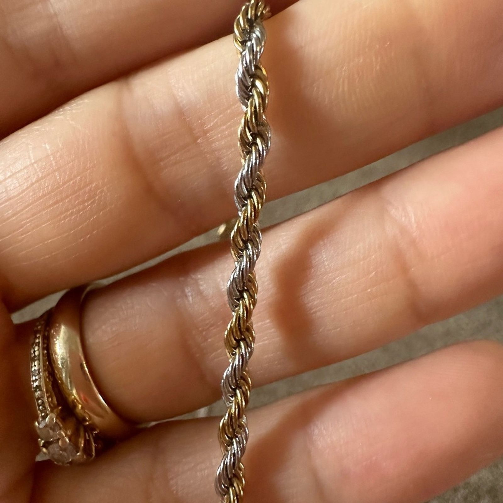 Other Stainless Steel Half Gold Silver Twist Chain Bracelet 8” Size ONE SIZE - 3 Thumbnail