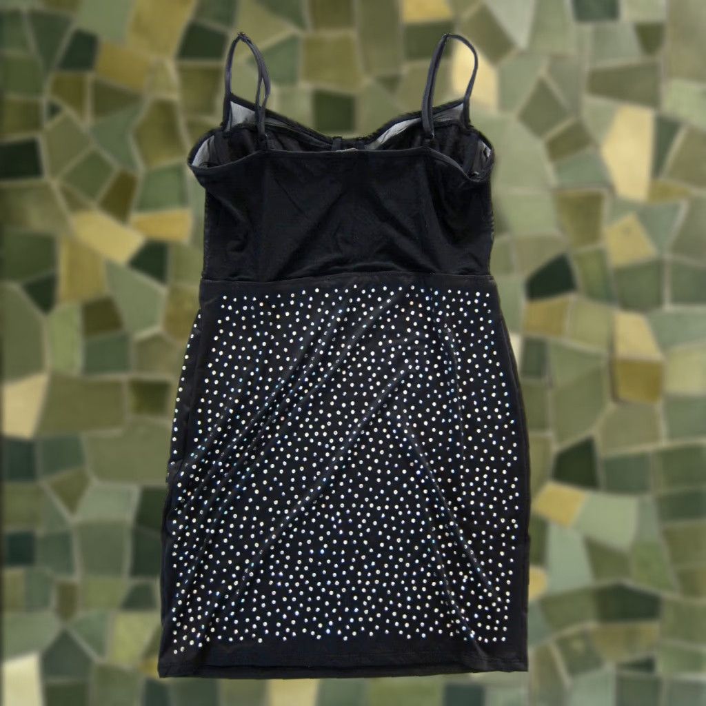 Vintage Blashe Black Diamond Stretch Underwire Spaghetti Strap Bodycon Dress Medium Size M / US 6-8 / IT 42-44 - 1 Thumbnail