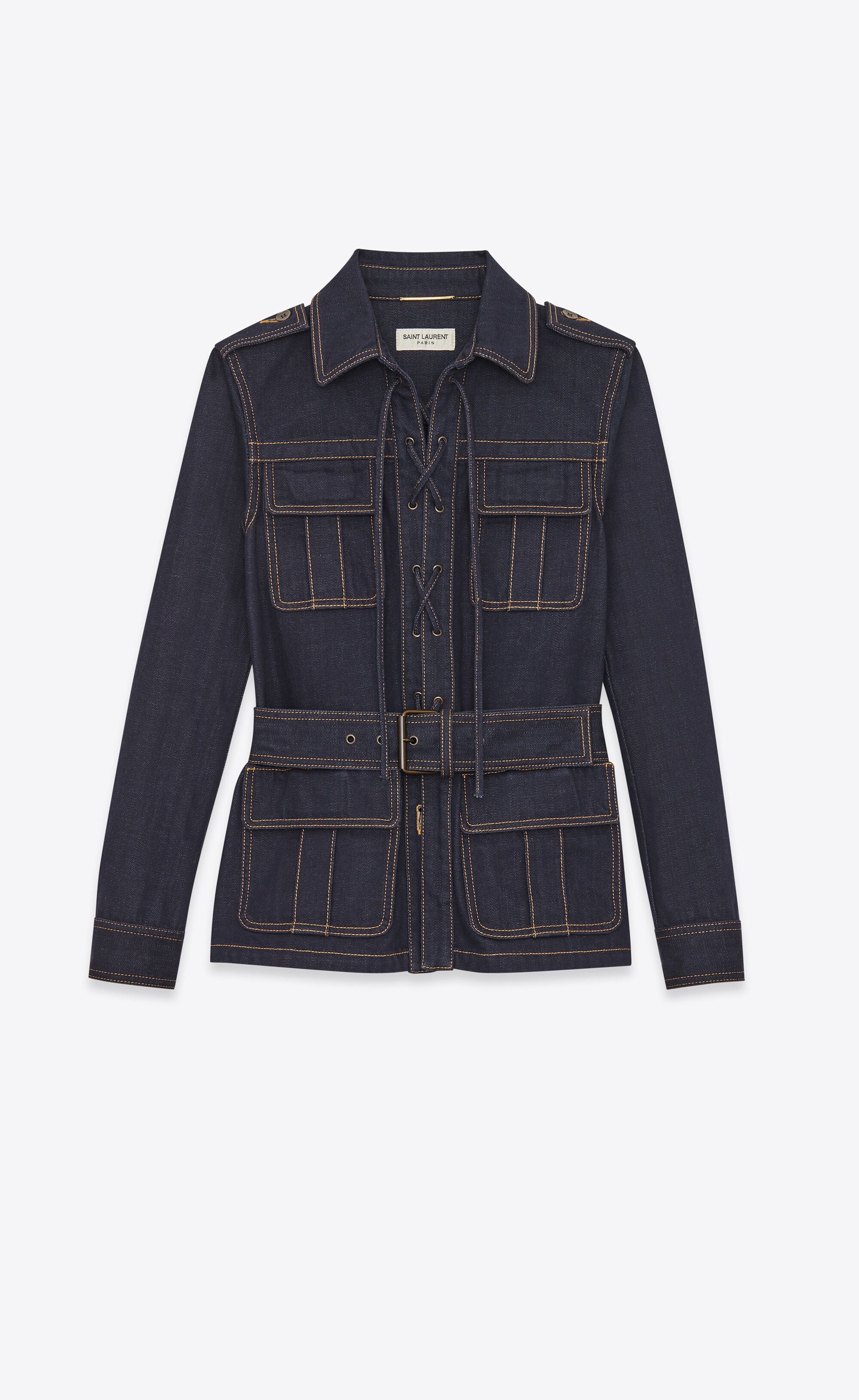 Saint Laurent Paris o1tp1o0125 Saharienne Jacket in Deep Blue Size XS / US 0-2 / IT 36-38 - 1 Thumbnail