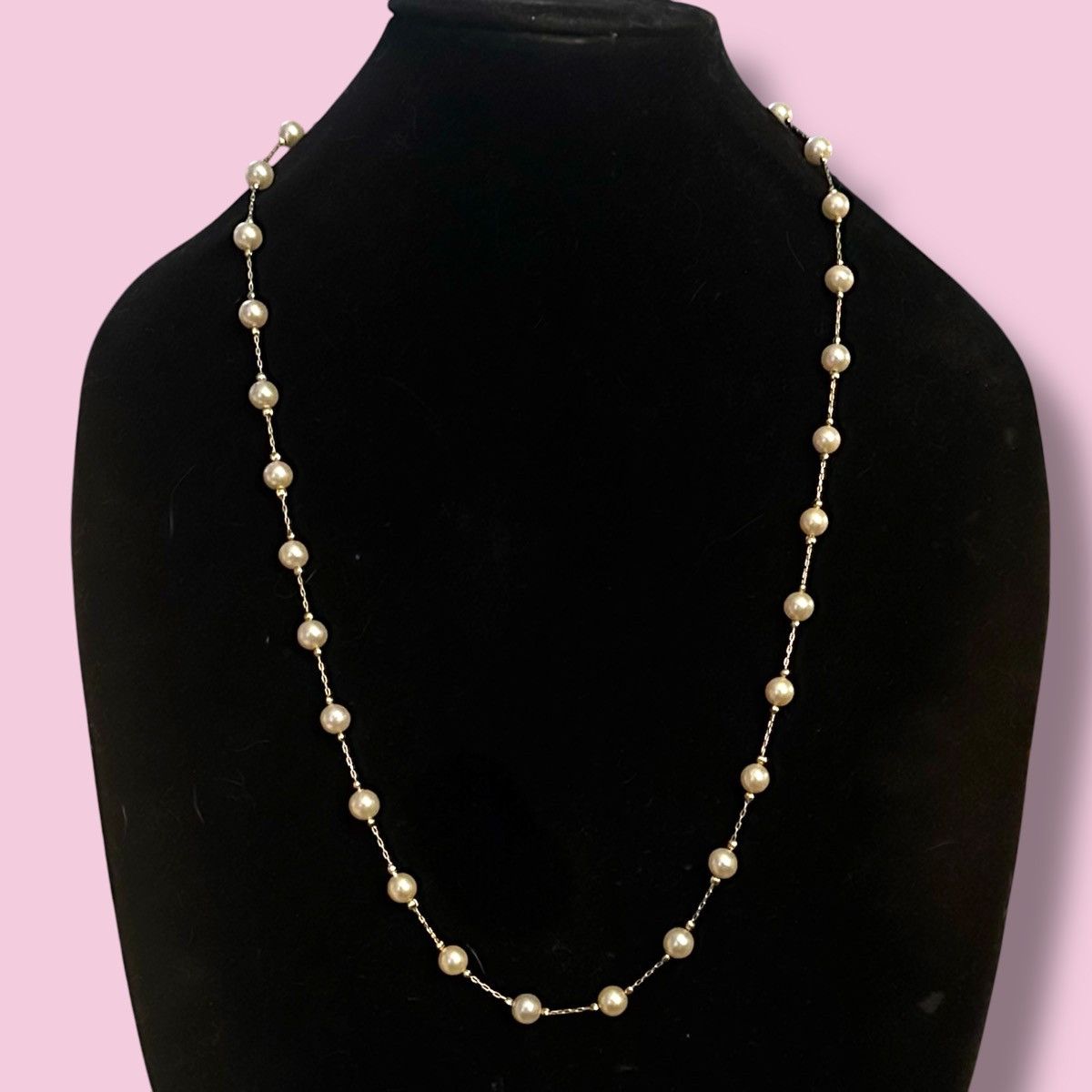 Vintage Vintage gold tone station pearl chain necklace and earrings Size ONE SIZE - 1 Thumbnail