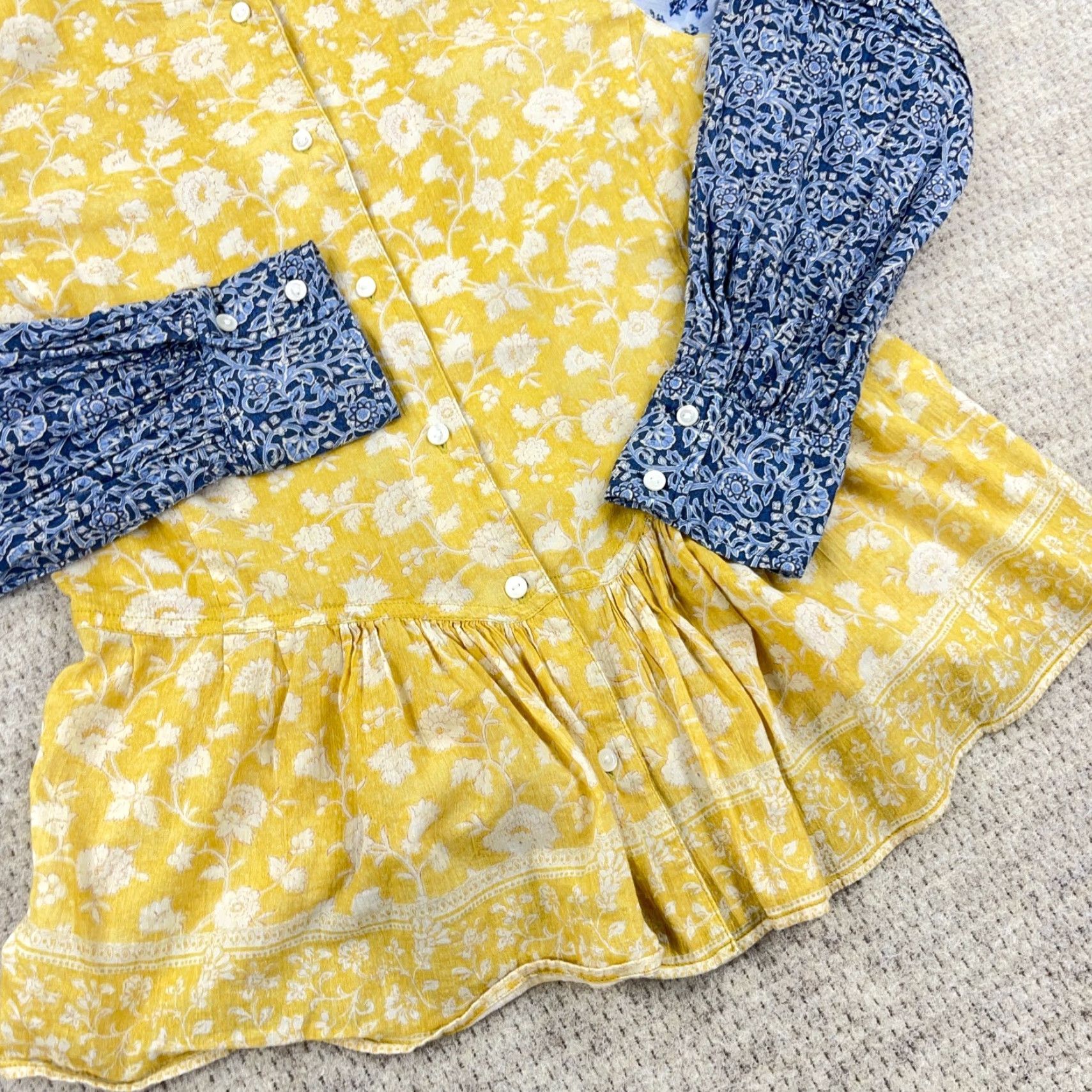Polo Ralph Lauren Vintage Polo Ralph Lauren Blouse Women Size 8 Yellow Floral Peplum Cotton Casual Spring Summer Fall Women Size M / US 6-8 / IT 42-44 - 5 Thumbnail