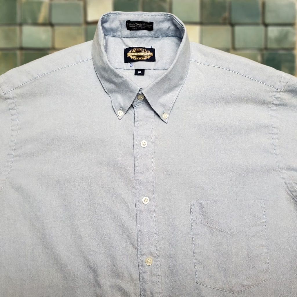 Needles VINTAGE Towncraft Shirt Mens 16 Blue Single Needle Tailoring DadGrandpa 80s 90s Size US L / EU 52-54 / 3 - 1 Thumbnail