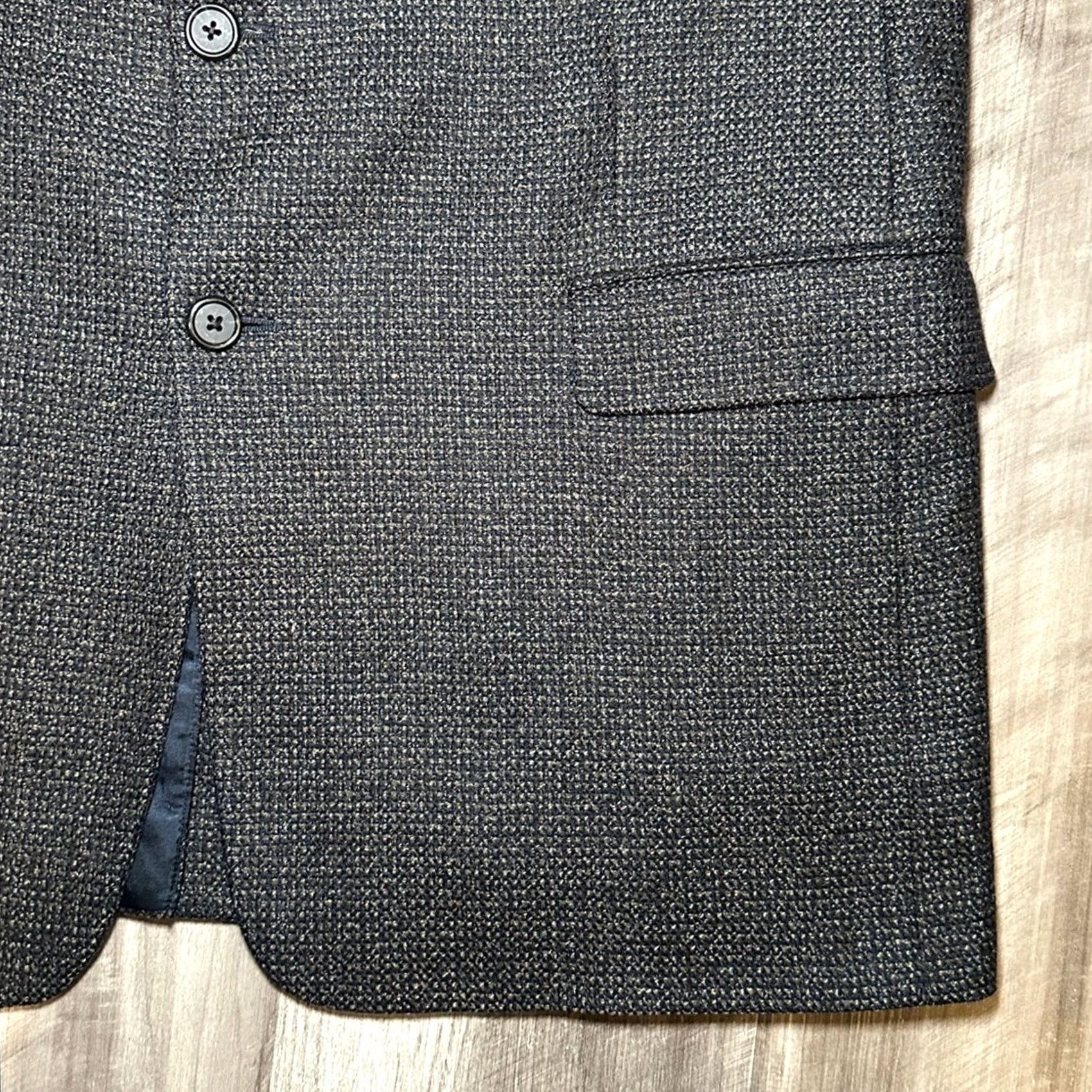 Vintage VINTAGE Hickey Freeman Blazer 2 Piece 44R Brown Lambswool Cashmere Navy Brown Mens Size 44R - 5 Thumbnail