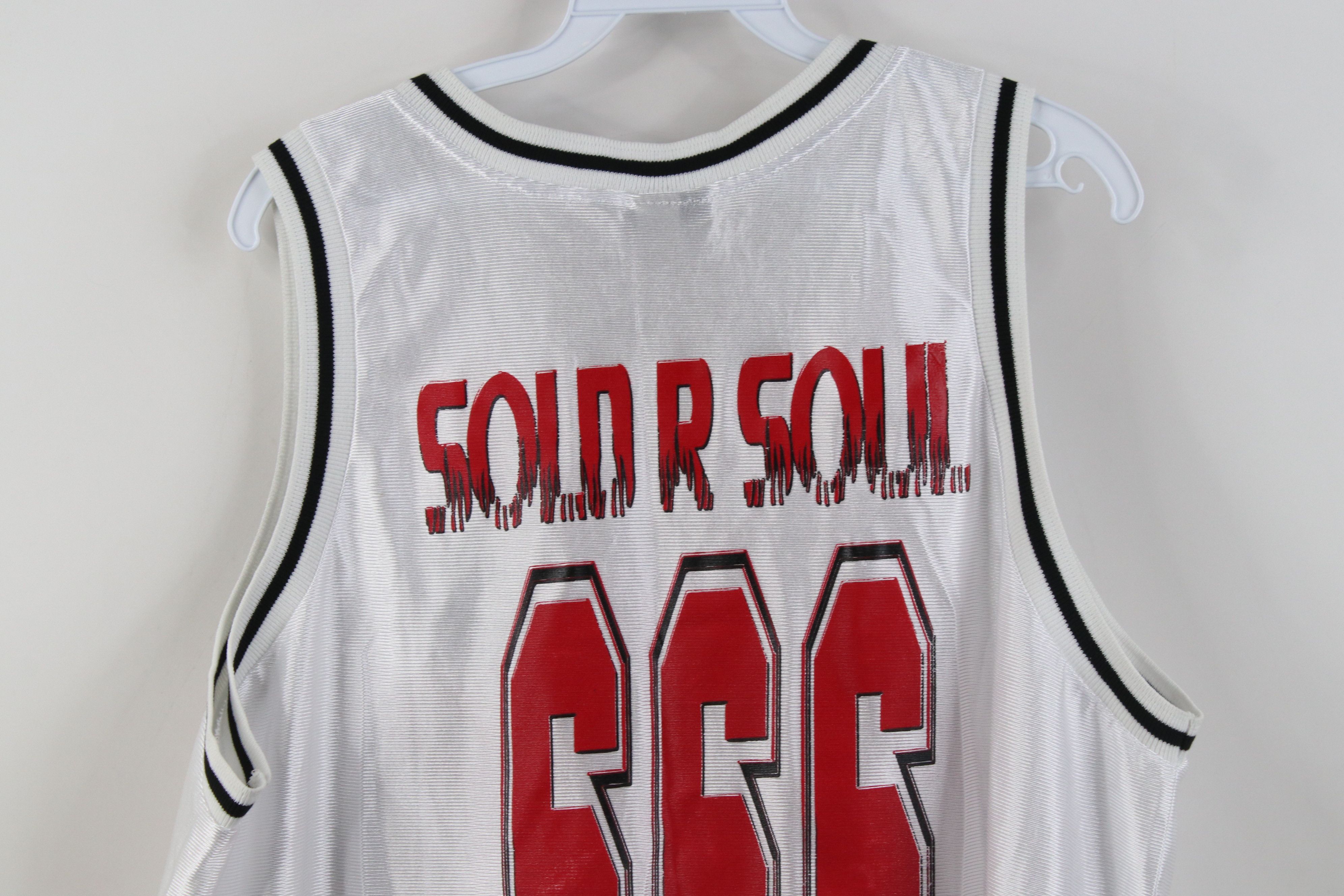 Vintage Vintage 90s Soul 666 Devil Satan Basketball Jersey White USA Size US L / EU 52-54 / 3 - 11 Thumbnail