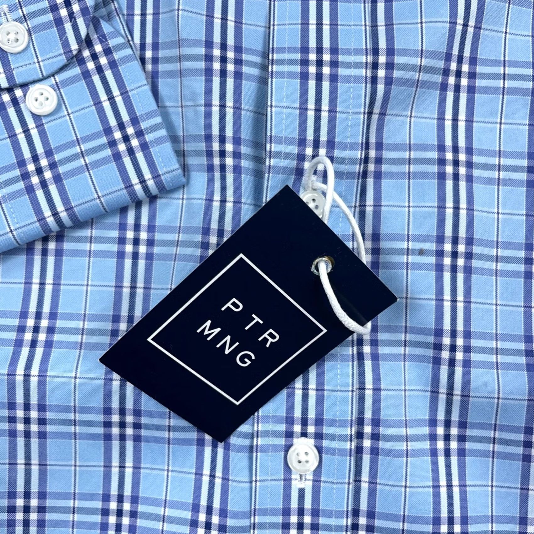 Vintage VINTAGE Peter Manning Shirt Men 4X Blue Plaid Button Up Everyday Standard Fit Dress Size 48R - 4 Thumbnail