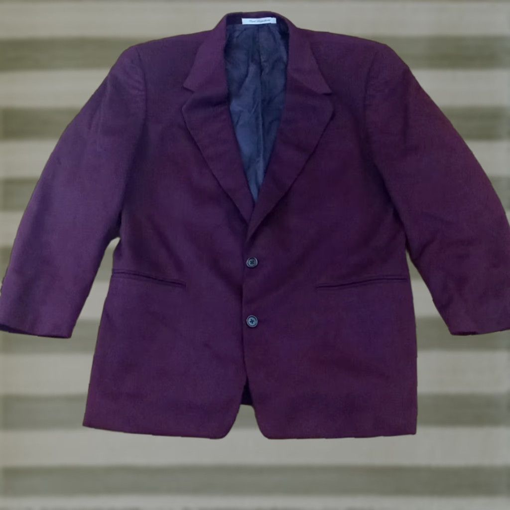 VINTAGE Karl Lagerfield Syd Jerome Cashmere Blazer Suit Jacket Size 40 R Burgundy