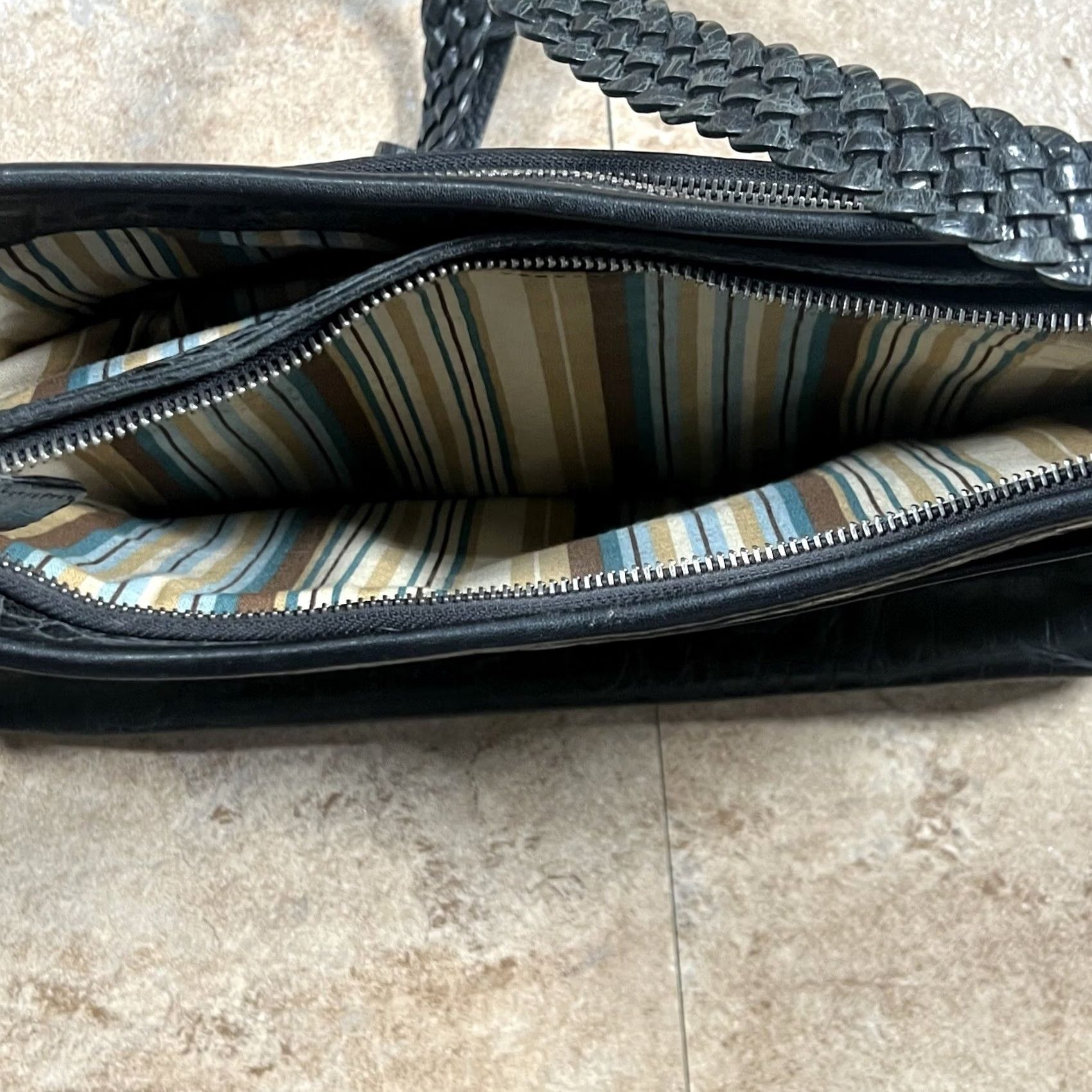 Brighton VINTAGE Brighton Shoulder Bag Purse Handbag Brown Crocodile Patent Leather Women Size ONE SIZE - 3 Thumbnail