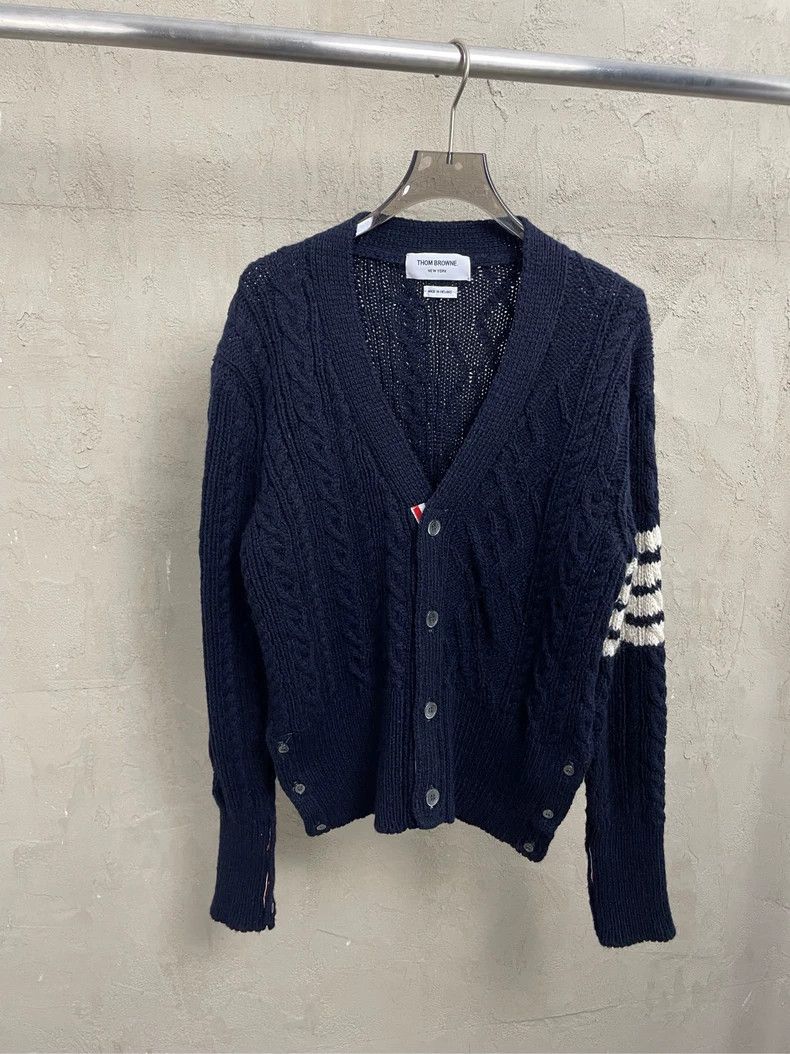 Thom Browne Thom browne Dark blue four-striped coarse-woven wool horseh Size US M / EU 48-50 / 2 - 1 Thumbnail
