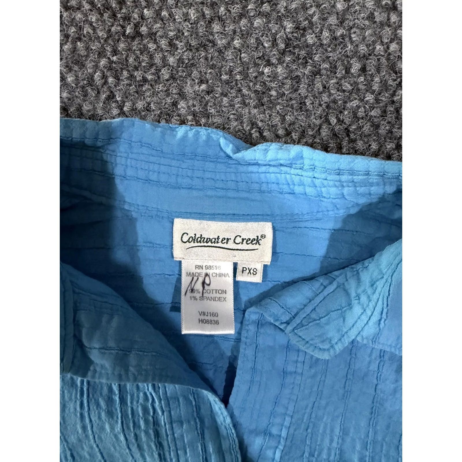 Coldwater Creek Coldwater Creek Shirt PXS Womens Blue Solid Stretch 3/4 Sleeve Button Front Top Size XS / US 0-2 / IT 36-38 - 4 Thumbnail