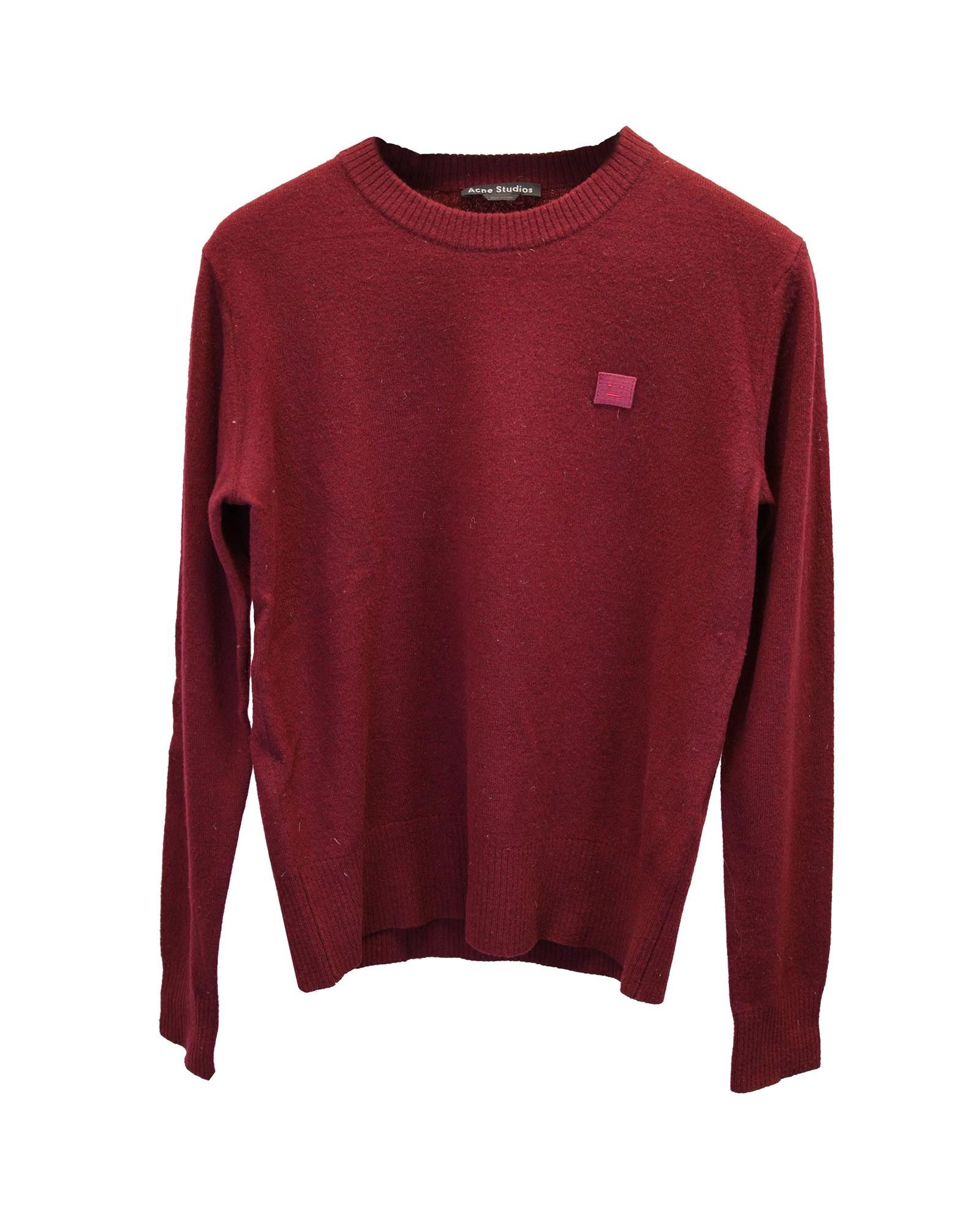 image of Acne Studios Red Face-Patch Cotton Sweater, Men's (Size XS)