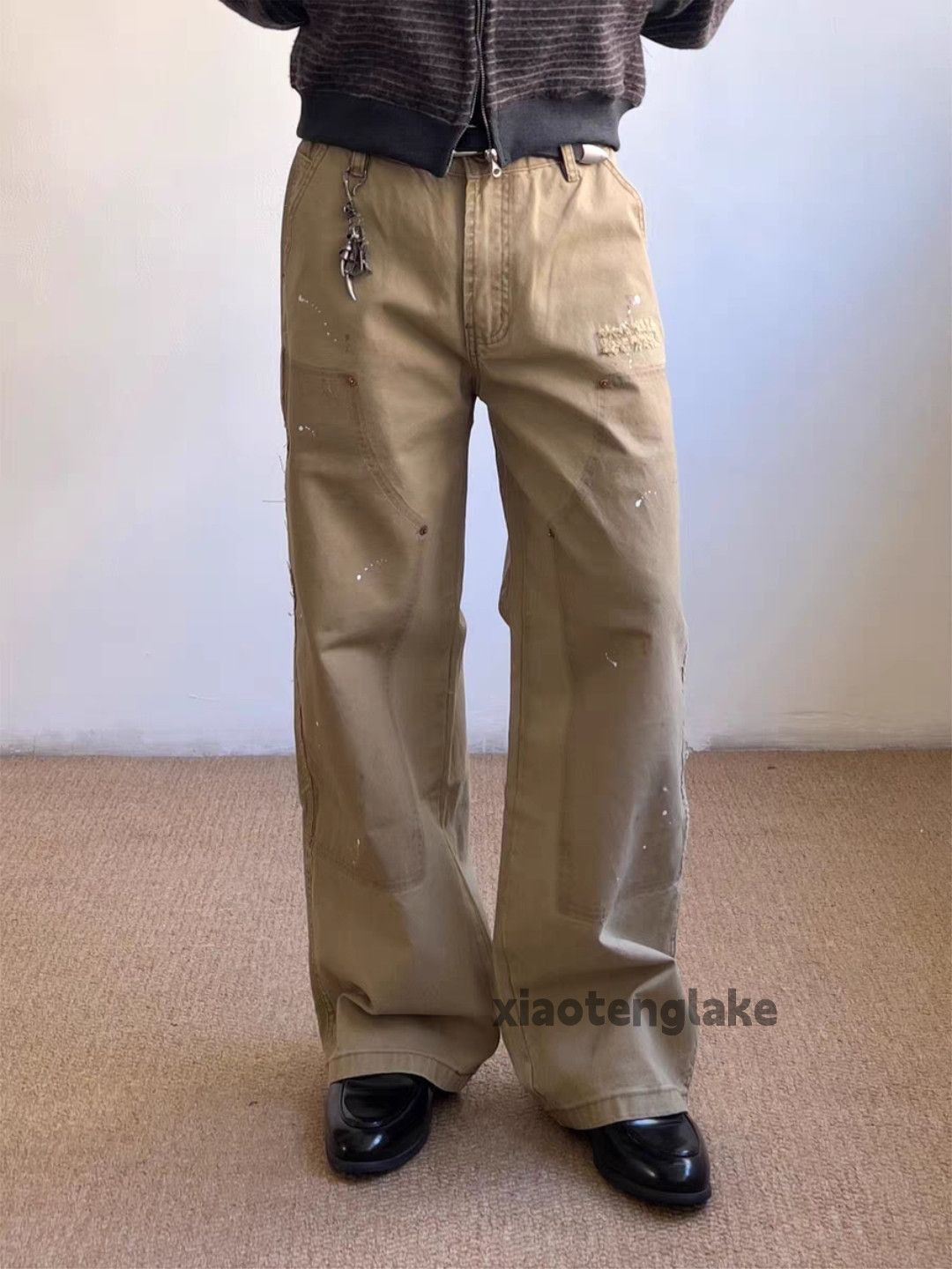Custom faded workwear carpenter cargo paint pants