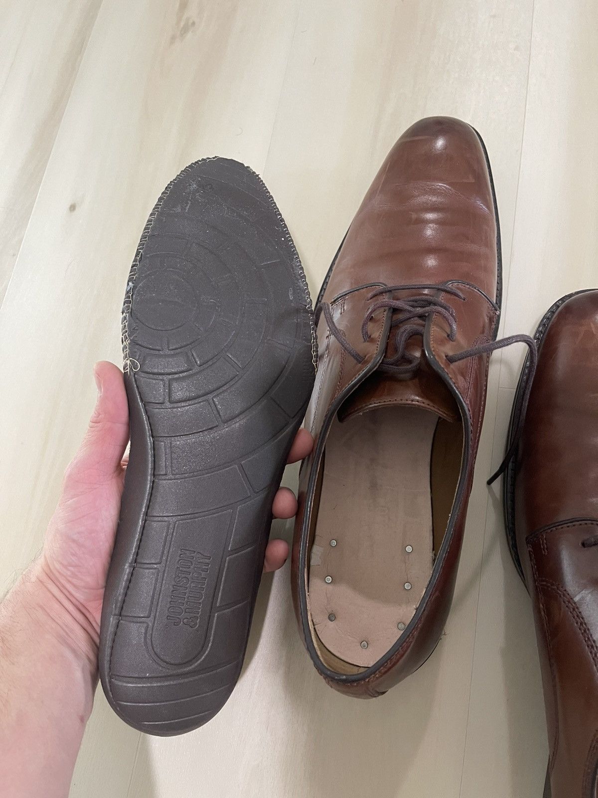 Johnston & Murphy Johnston & Murphy Meade Plain Toe Men Dress Shoe Sz 13M Tan Size US 13 / EU 46 - 8 Thumbnail