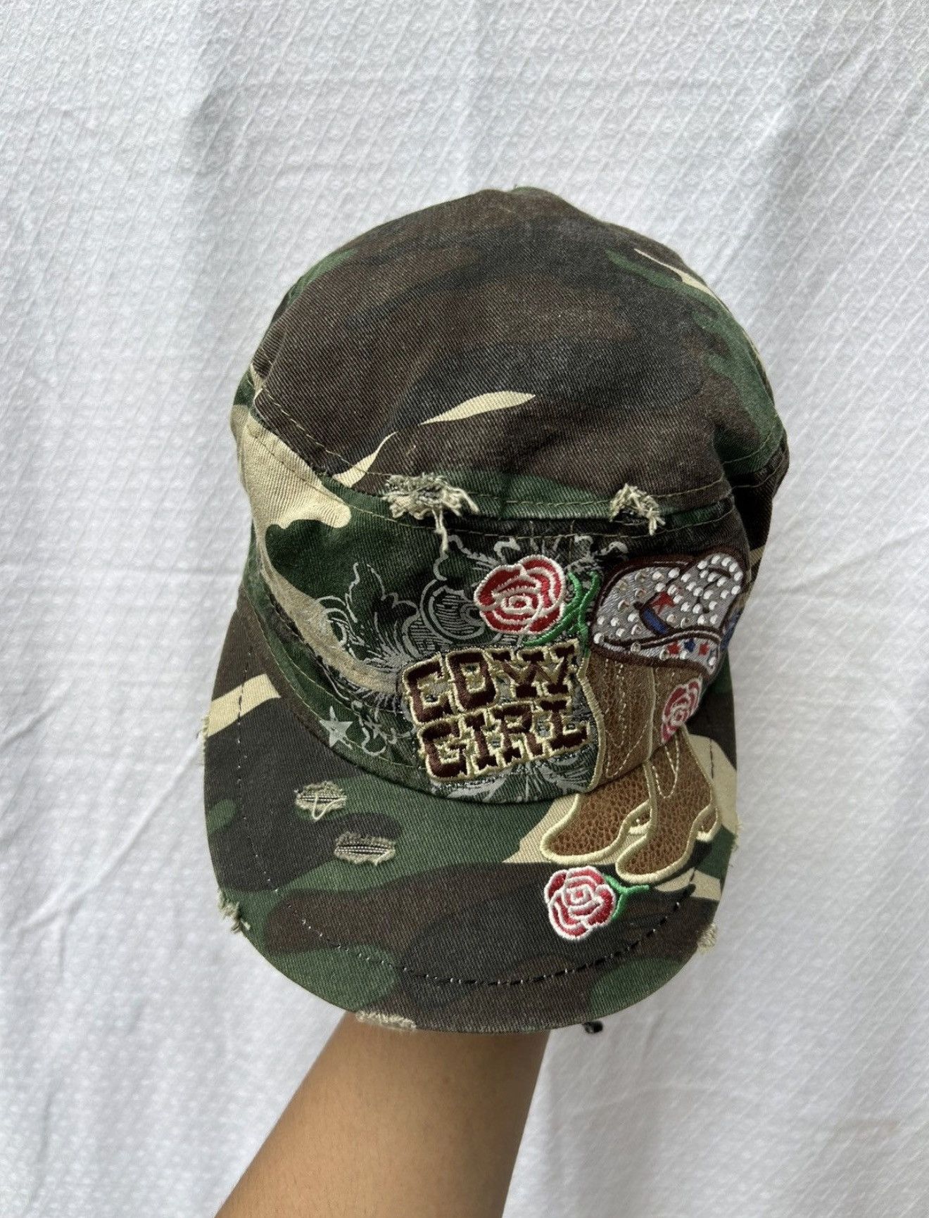Japanese Brand Distressed camo cowboy girl hats Size ONE SIZE - 5 Thumbnail