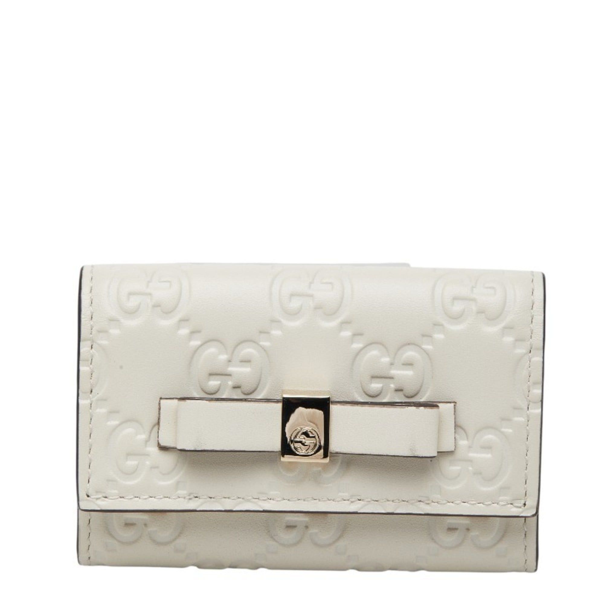 Gucci Gucci Guccissima Ribbon 6-Ring Key Case 388682 White Leather Women's GUCCI Size ONE SIZE - 1 Thumbnail