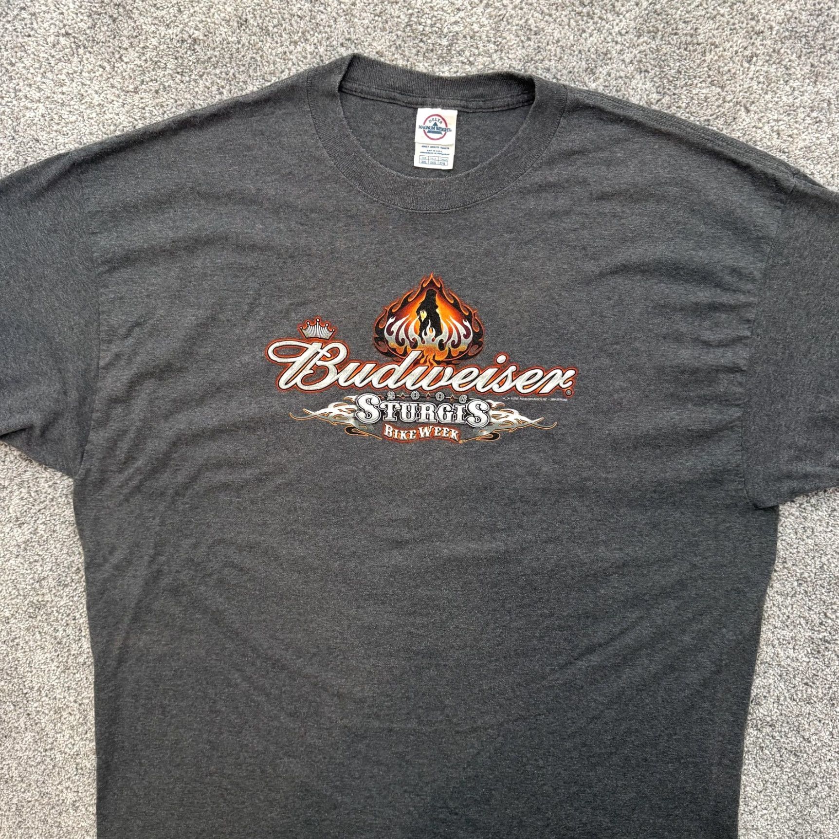 Delta Budweiser Sturgis Bike Week Shirt Mens 2XL Gray Delta Magnum Weight Biker Tee Size US XXL / EU 58 / 5 - 6 Thumbnail