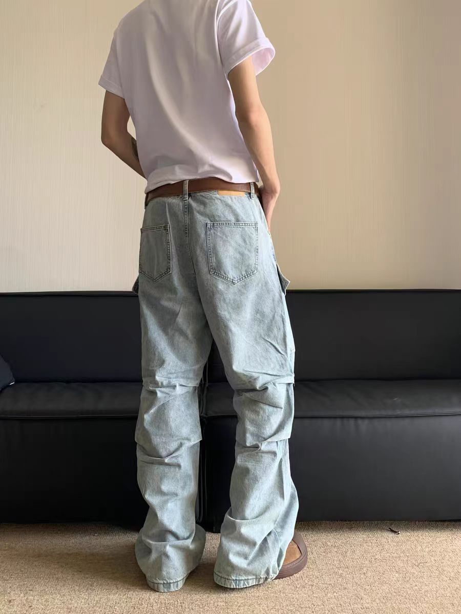 Japanese Brand × Jean Street wash frayed and distressed baggy jeans Size US 32 / EU 48 - 4 Thumbnail