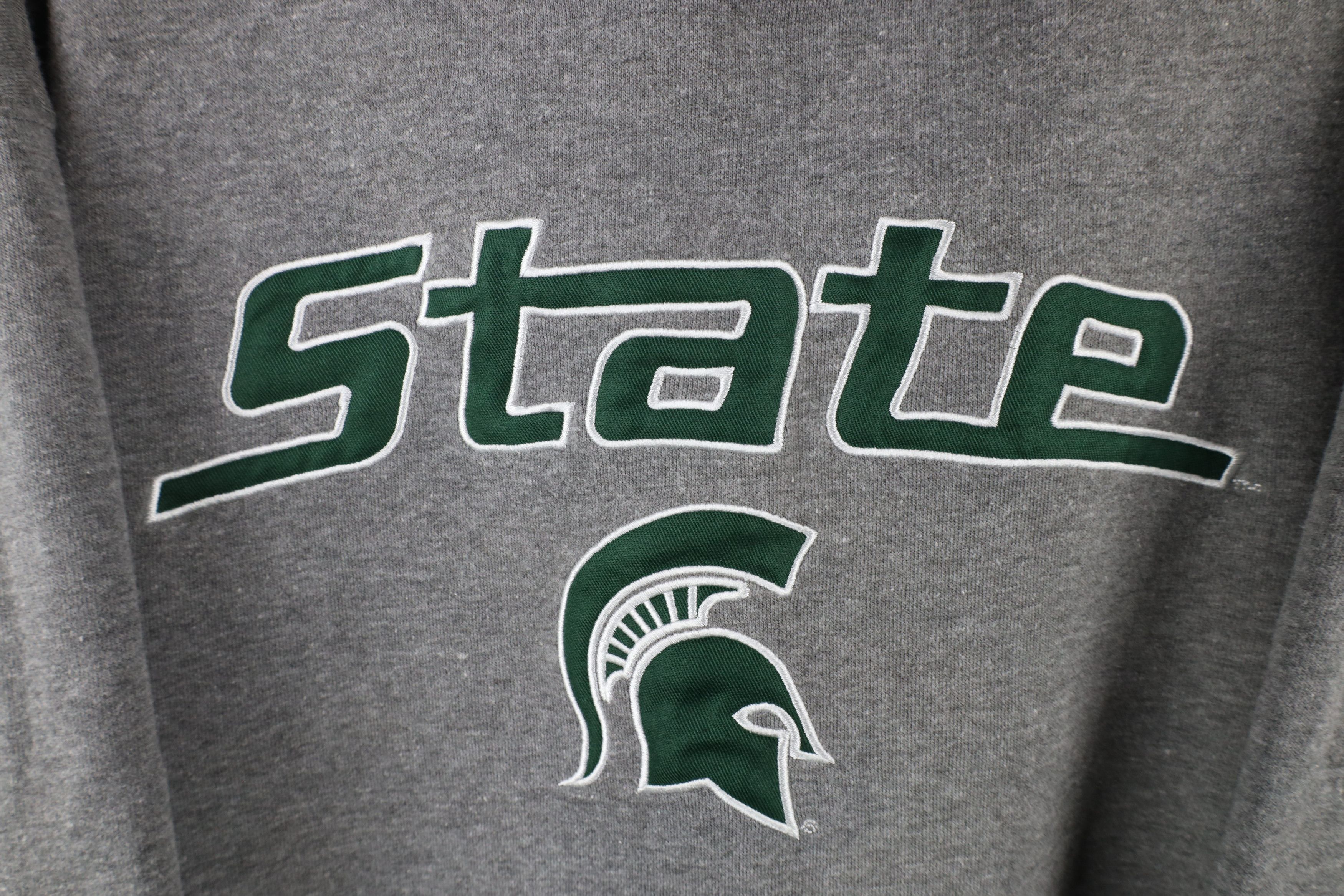 Vintage Vintage 90s Michigan State University Hoodie Sweatshirt Gray Size US XXL / EU 58 / 5 - 4 Thumbnail