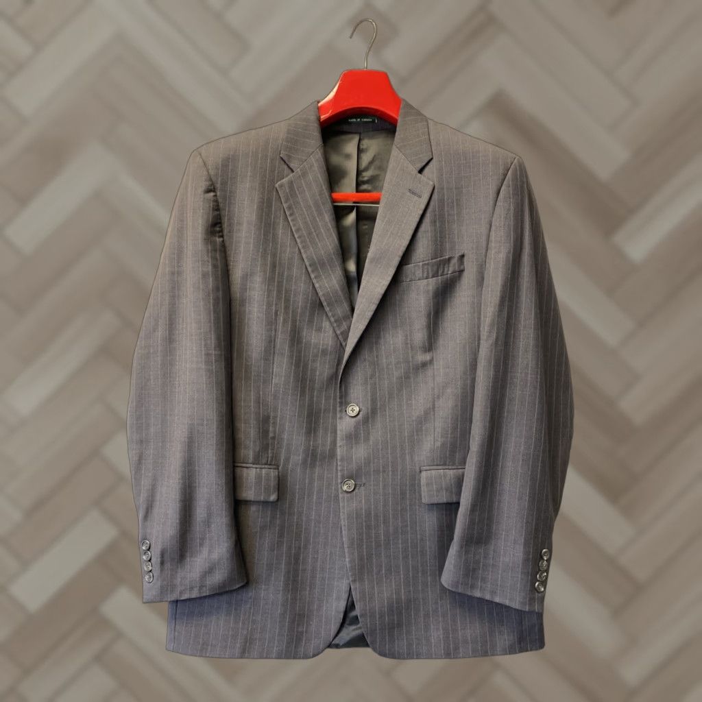 Ralph Lauren Ralph Lauren Sport Coat Blazer Mens 42R Wool Gray Striped Single-Breasted Notch Lapel 4-Button Sleeve Regular Fit Size 42 Mens Size 42R - 1 Thumbnail
