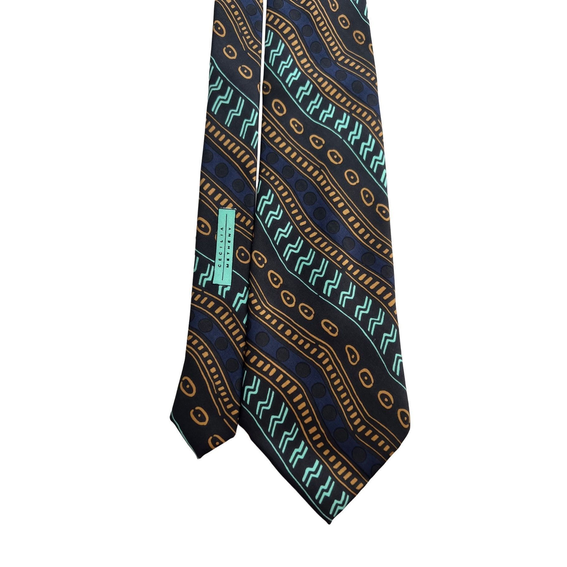 Cecilie Bahnsen Cecilia Metheny Men's Silk Necktie 3.5” Wide Black with Vibr Size ONE SIZE - 3 Thumbnail