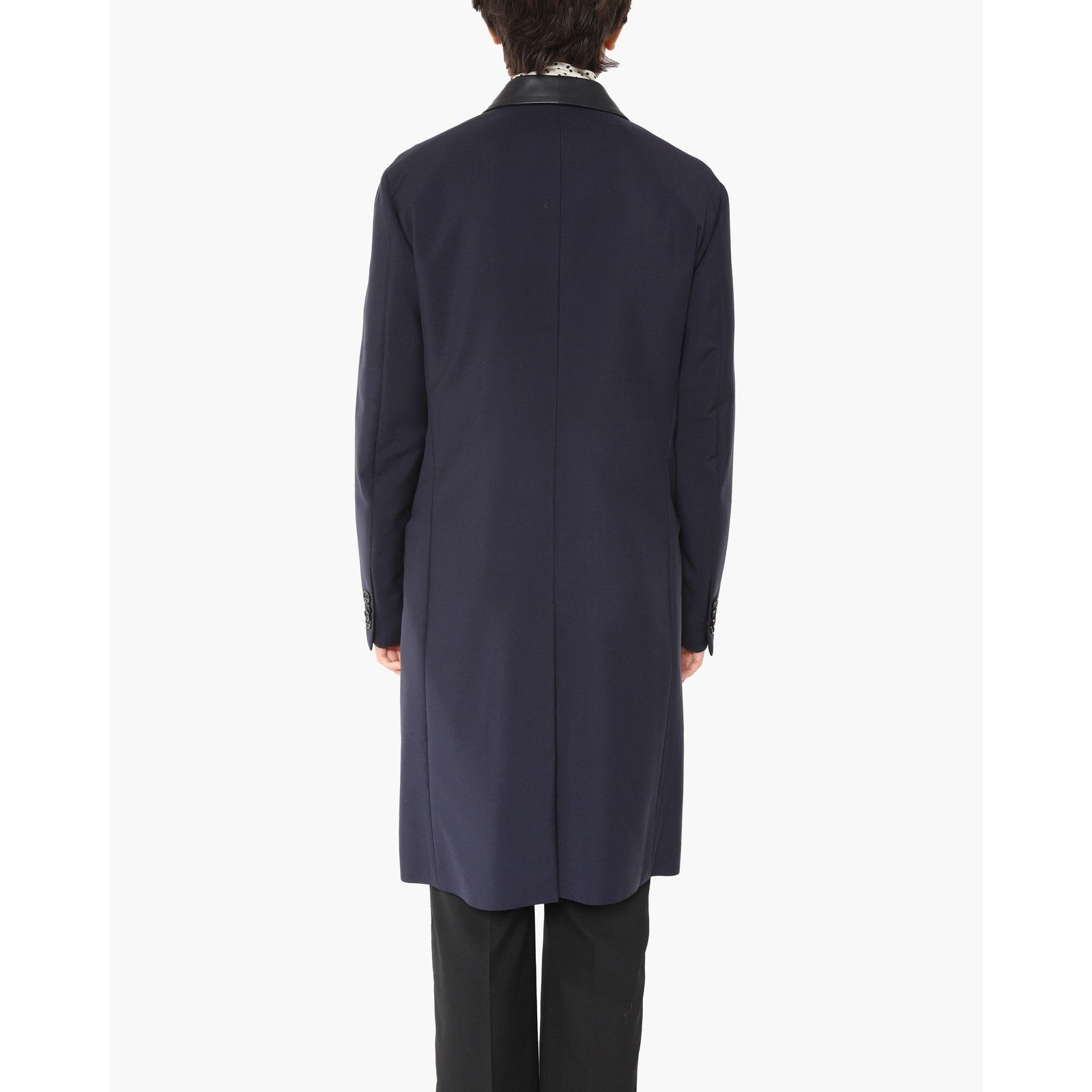 Berluti SS18 Leather Trimmed Coat in Navy Wool Size US M / EU 48-50 / 2 - 5 Thumbnail