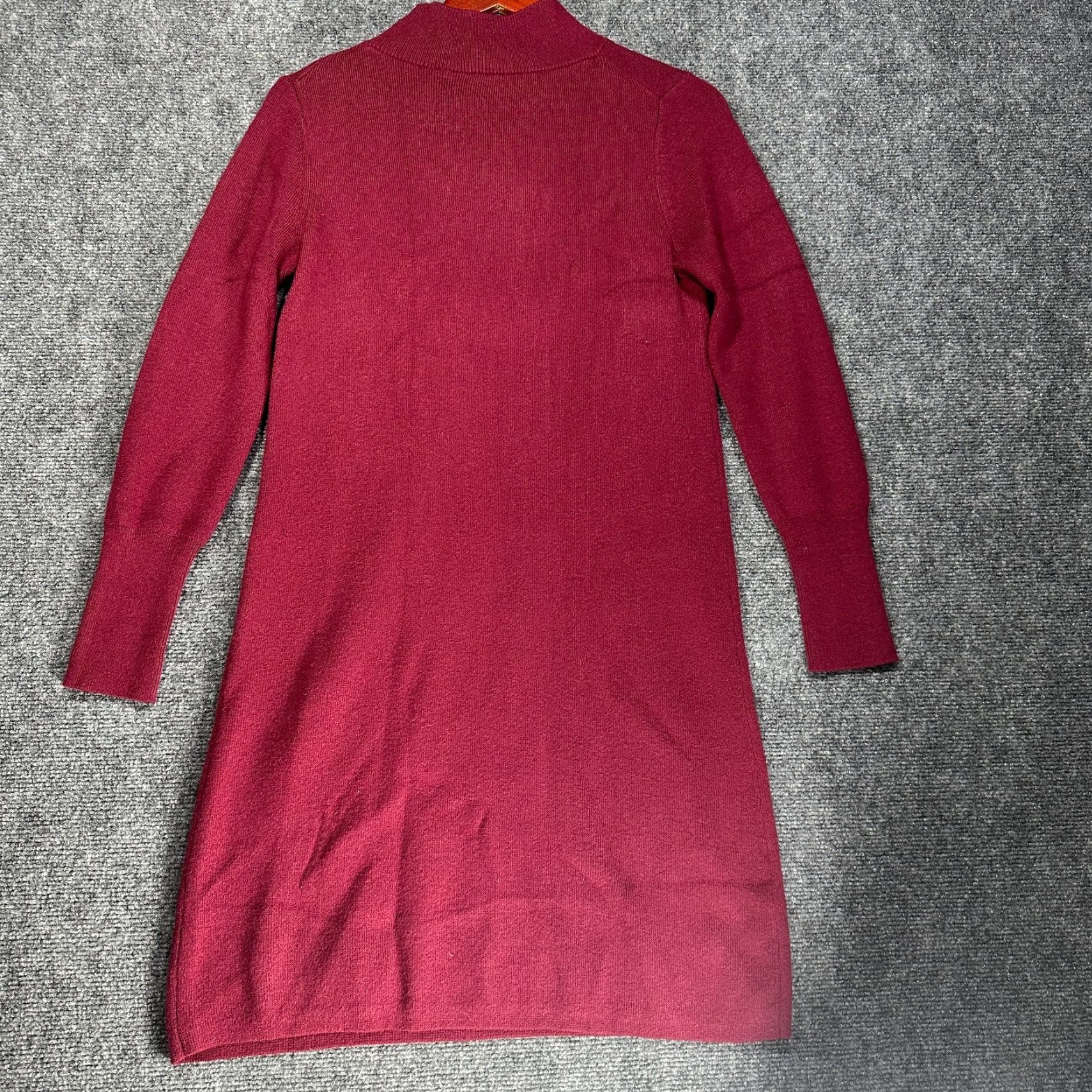 Ann Taylor Ann Taylor Sweater Dress Womens Petite Medium Maroon Wool Blend Mock Neck Knit Midi Dress Size M / US 6-8 / IT 42-44 - 7 Thumbnail