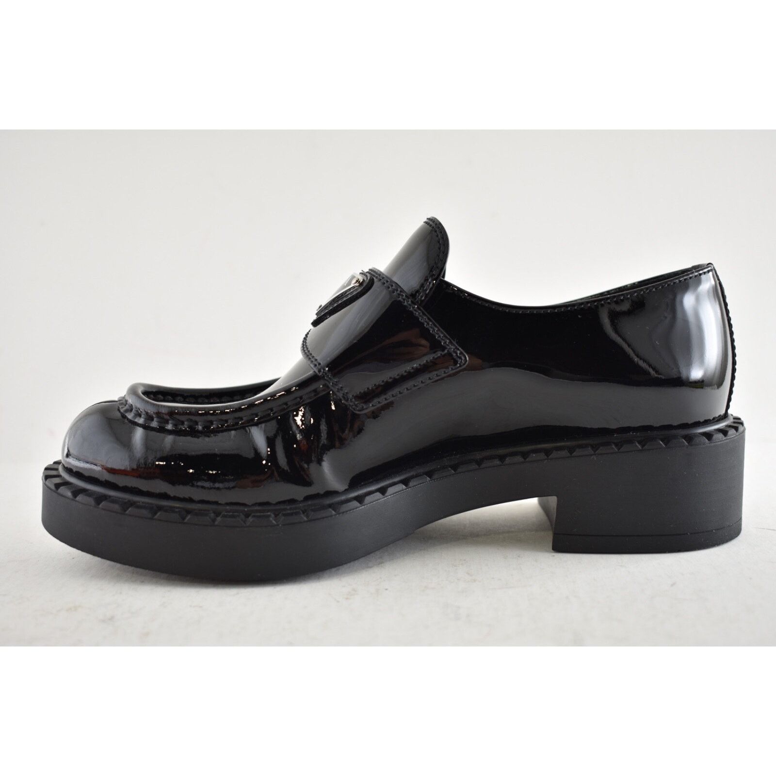 Prada Prada Chocolate Black Patent Leather Silver Logo Platform Size US 6 / IT 36 - 15 Thumbnail