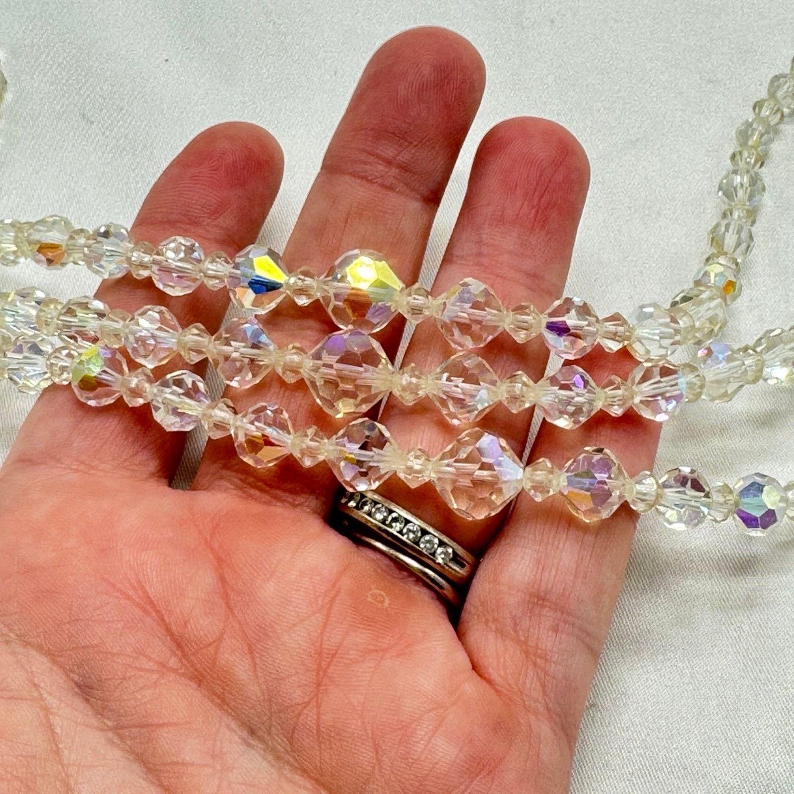 NBDN Nobrandedon VTG triple strand Austrian Aurora Borealis necklace Size ONE SIZE - 3 Thumbnail