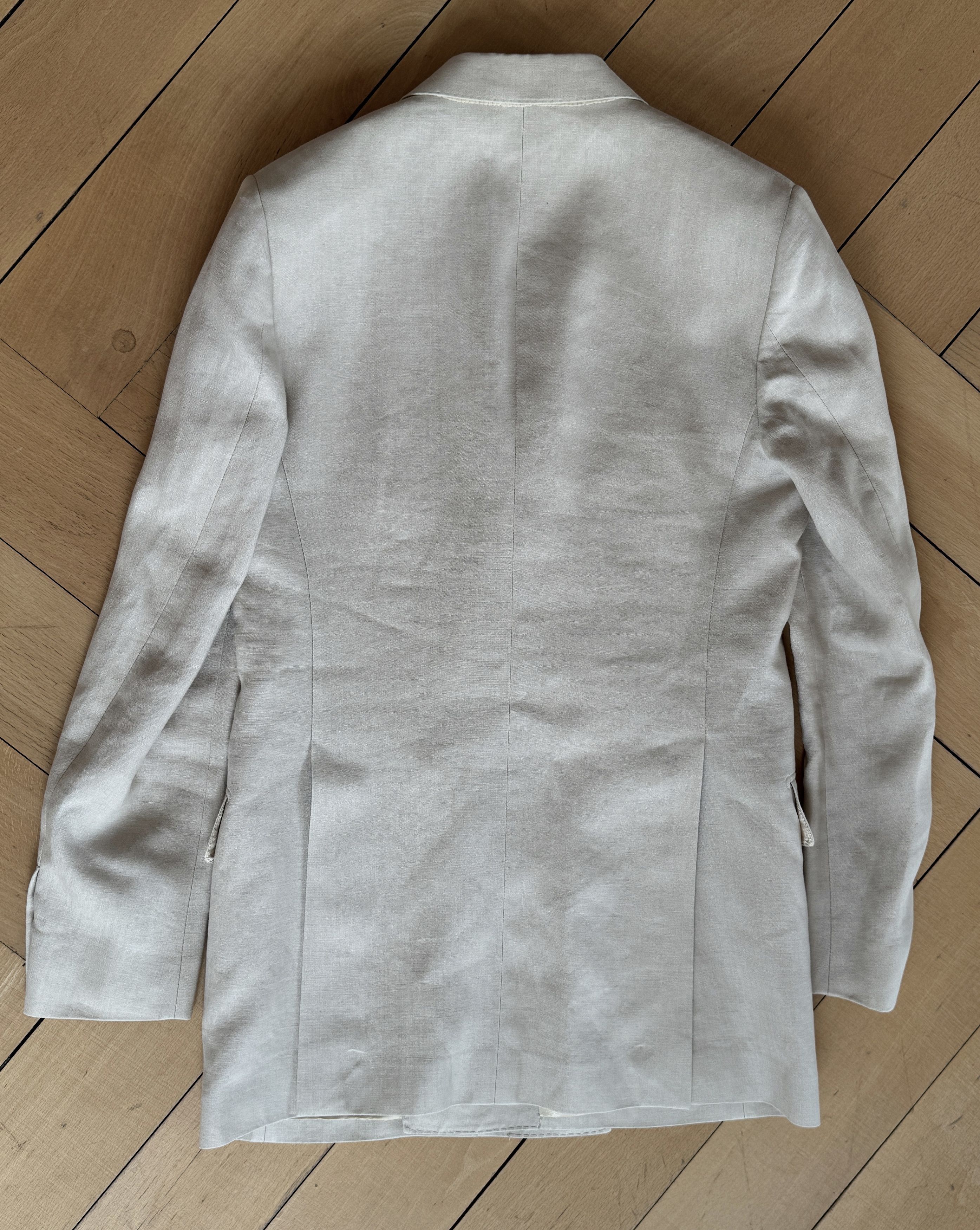 HUSBANDS Husbands Paris - Beige Linen Blazer Double Breasted Size 36R - 7 Thumbnail
