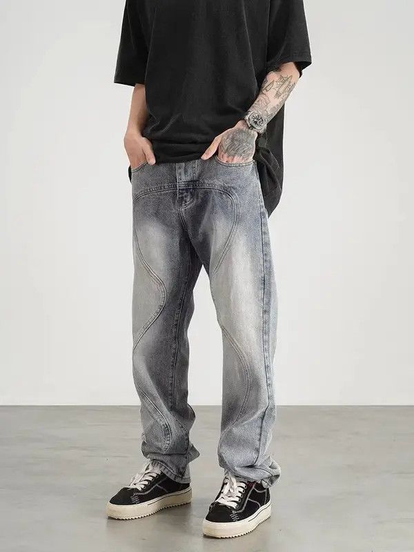 Japanese Brand VIBE Washed baggy irregular contour hip-hop jeans Size US 34 / EU 50 - 1 Thumbnail