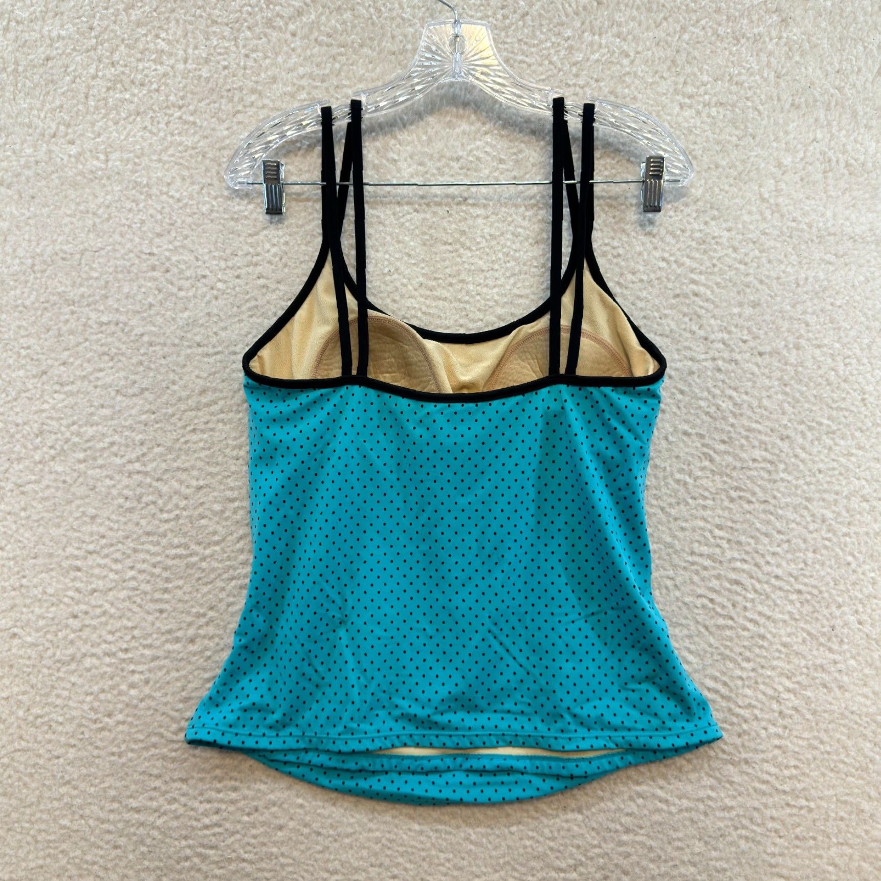 Vintage VINTAGE Y2K Tankini Top XL 14 Blue Polkadot Built-in-Bra Padded Retro Mod Bikini Top Womens Size XL / US 12-14 / IT 48-50 - 2 Thumbnail