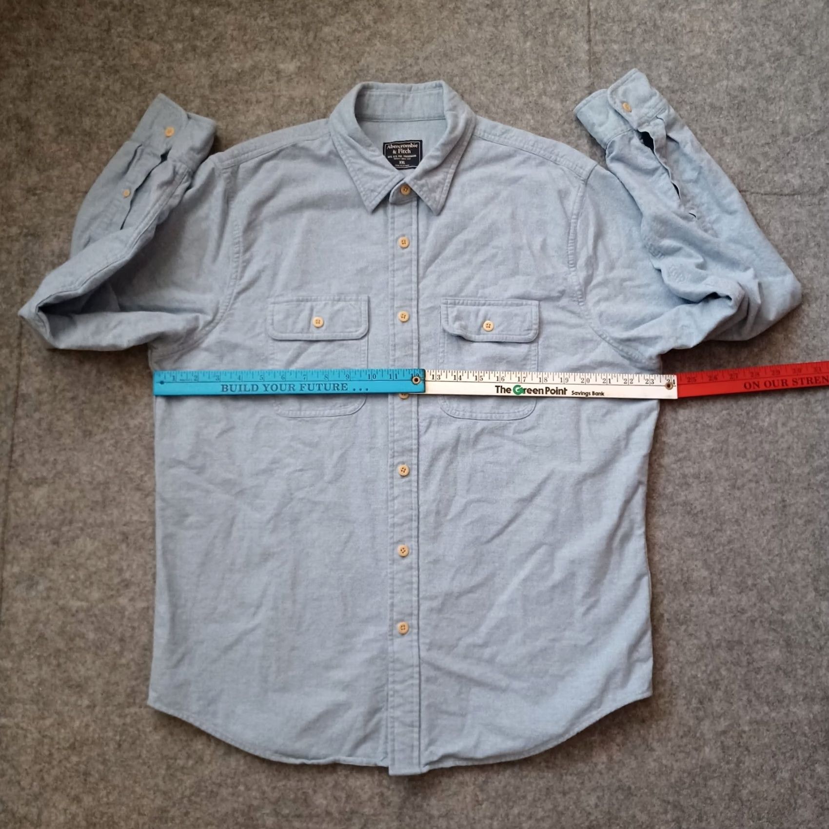 Abercrombie & Fitch Abercrombie & Fitch Shirt Mens 2XL Gray Flannel Heavy Shacket Button-Up Casual Workwear Pocketed Size US XXL / EU 58 / 5 - 4 Thumbnail