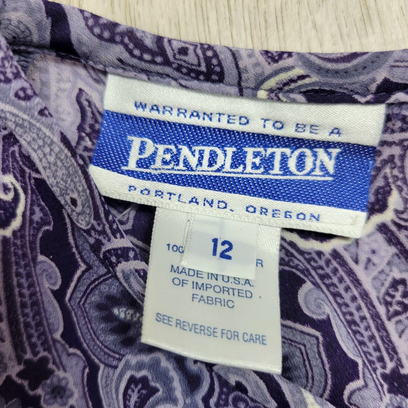 Pendleton Pendleton Purple Blouse Shirt Short Sleeve Casual Mosaic 12 Women Shoulder Pads Lightweight Polyester 12 Size XL / US 12-14 / IT 48-50 - 3 Thumbnail
