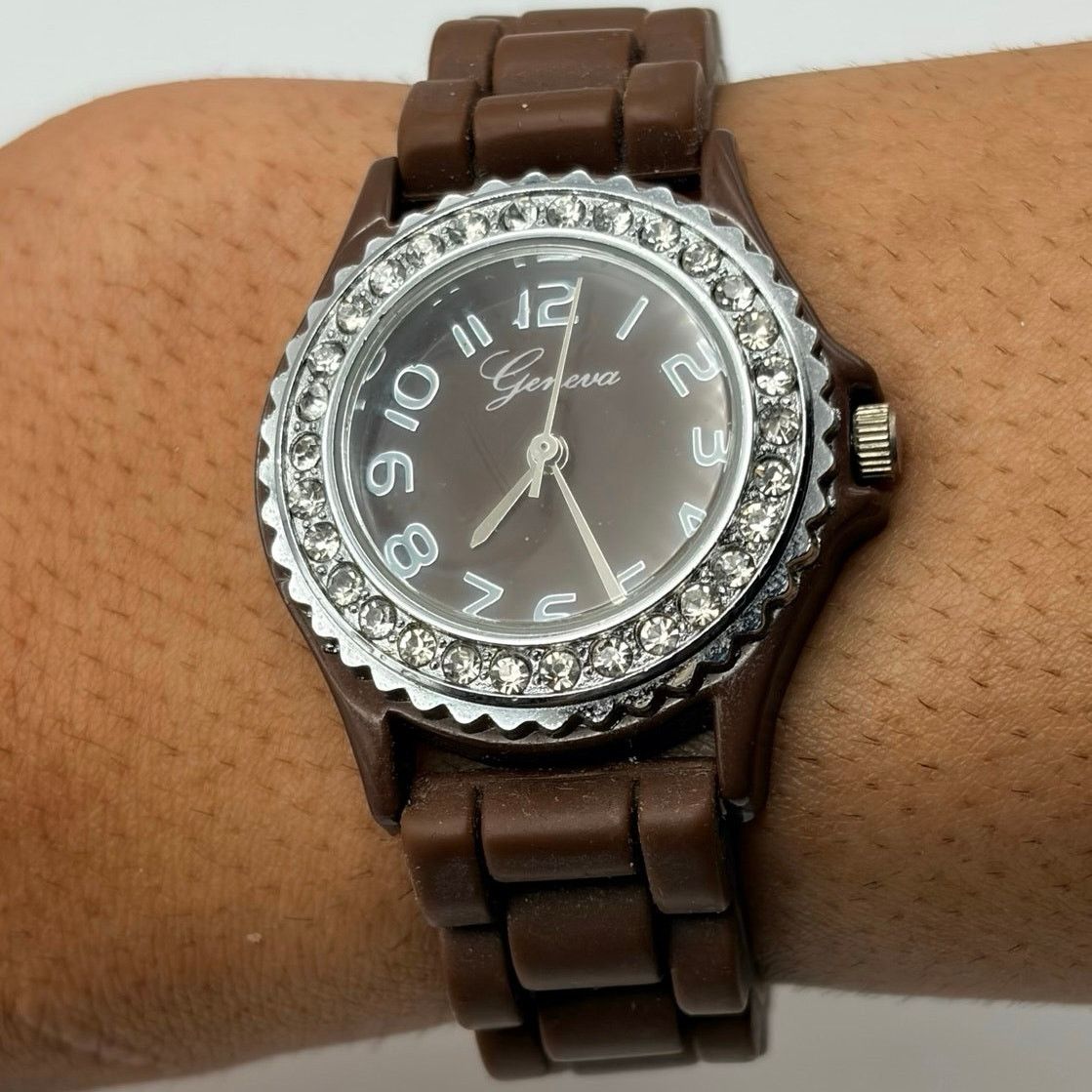 Geneva Silver & Brown Geneva Watch Size ONE SIZE - 1 Thumbnail