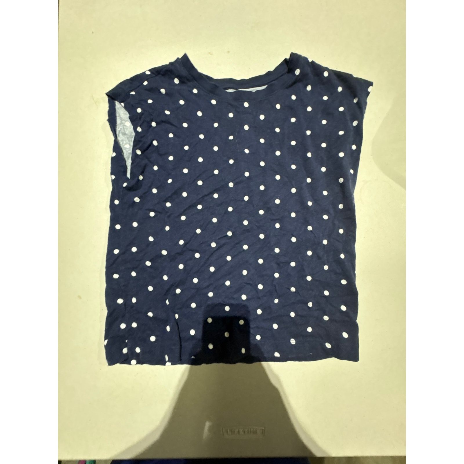 Loft LOFT Women’s Small Navy Blue White Polka Dot Short Sleeve Size S / US 4 / IT 40 - 2 Thumbnail
